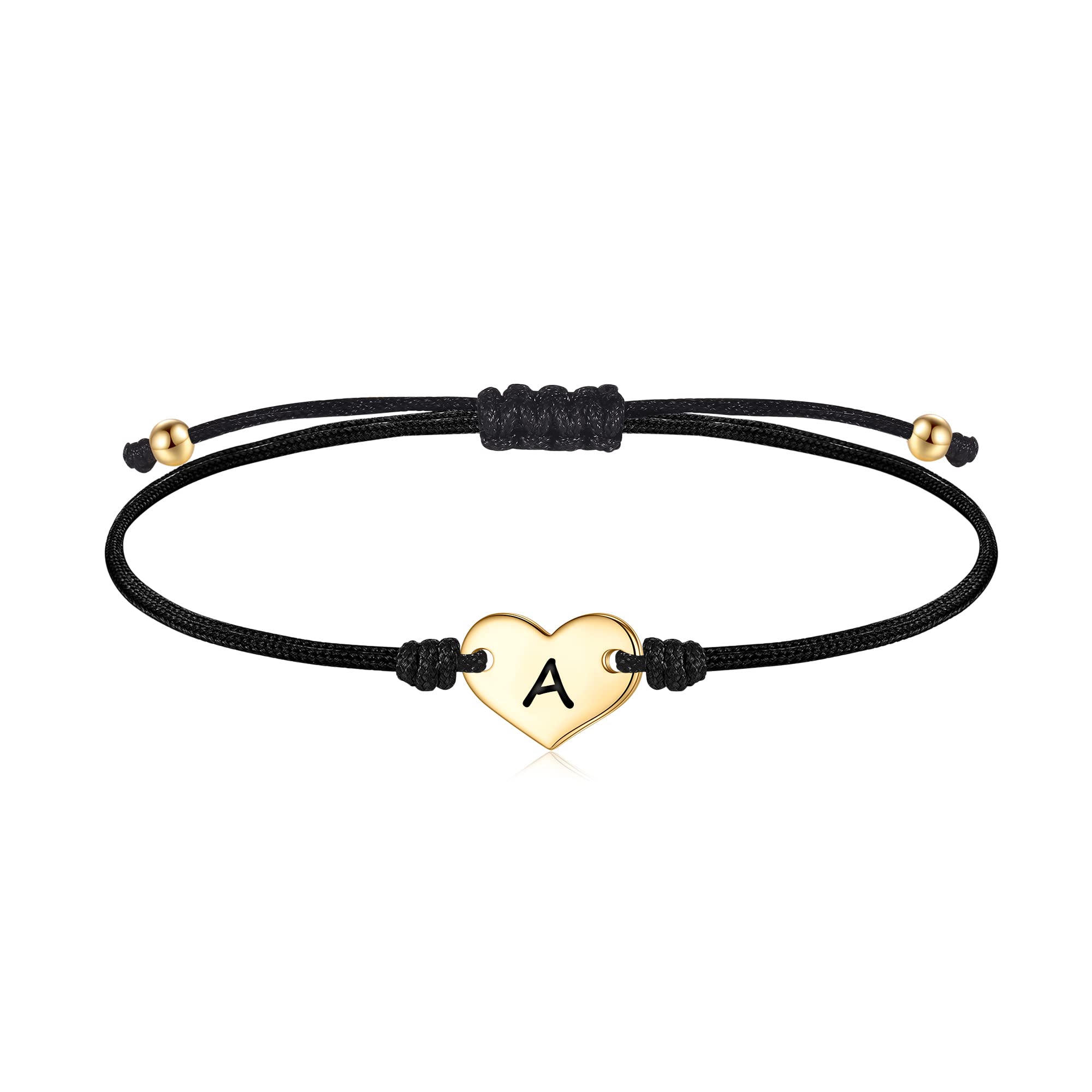 Heart Initial Bracelets for Women & Teen Girls - S925 Sterling Silver Personalized Name Bracelet, Handmade Adjustable Rope Braid Jewelry - Valentine's Day, Birthday Gift for Mom, Wife, Daughter, Sister & Best Friends - Perfect for Everyday Wear, Special Occasions & Thoughtful Gifting