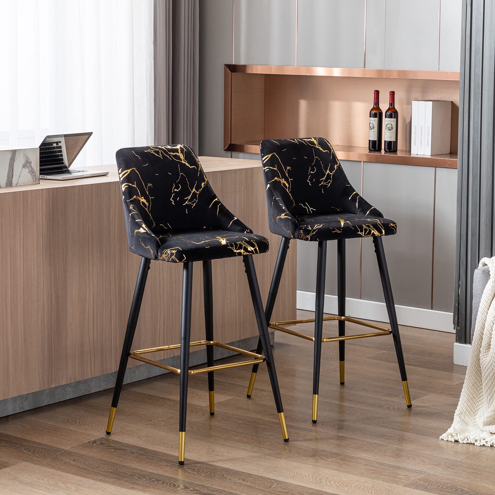 DUHOME Velvet Bar Stools Set of 2 - 30
