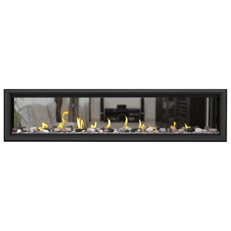 Napoleon Vector 74 See-Through Linear Direct Vent Gas Fireplace - LV74N2 | Modern Home Heating Solution for Living Rooms & Patios