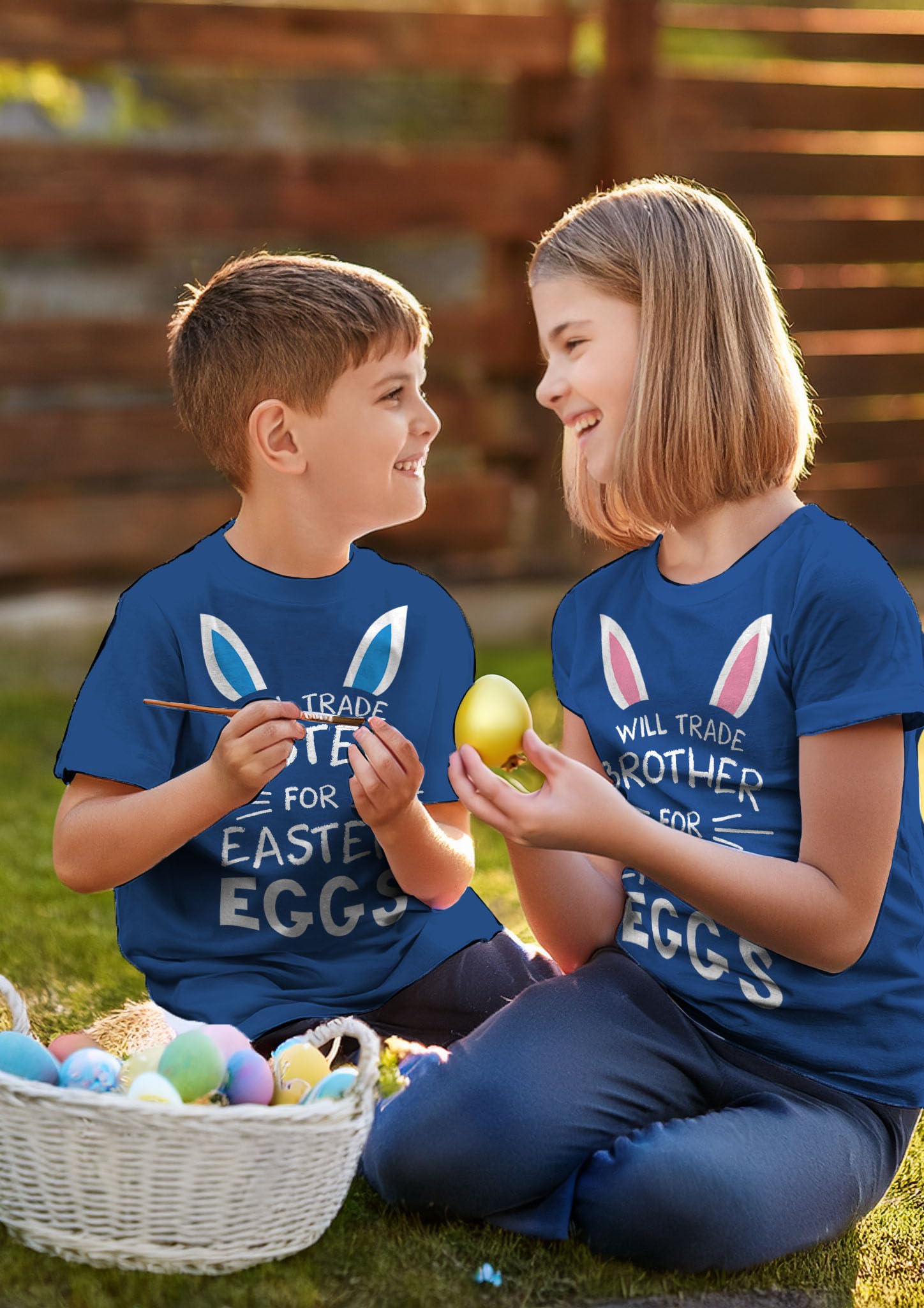 Funny Easter T-Shirt for Kids - 'Will Trade Sister for Easter Eggs' Sibling Humor - Cute Toddler & Youth Boys Girls Easter Outfit - Perfect for Easter Egg Hunts & Family Photos