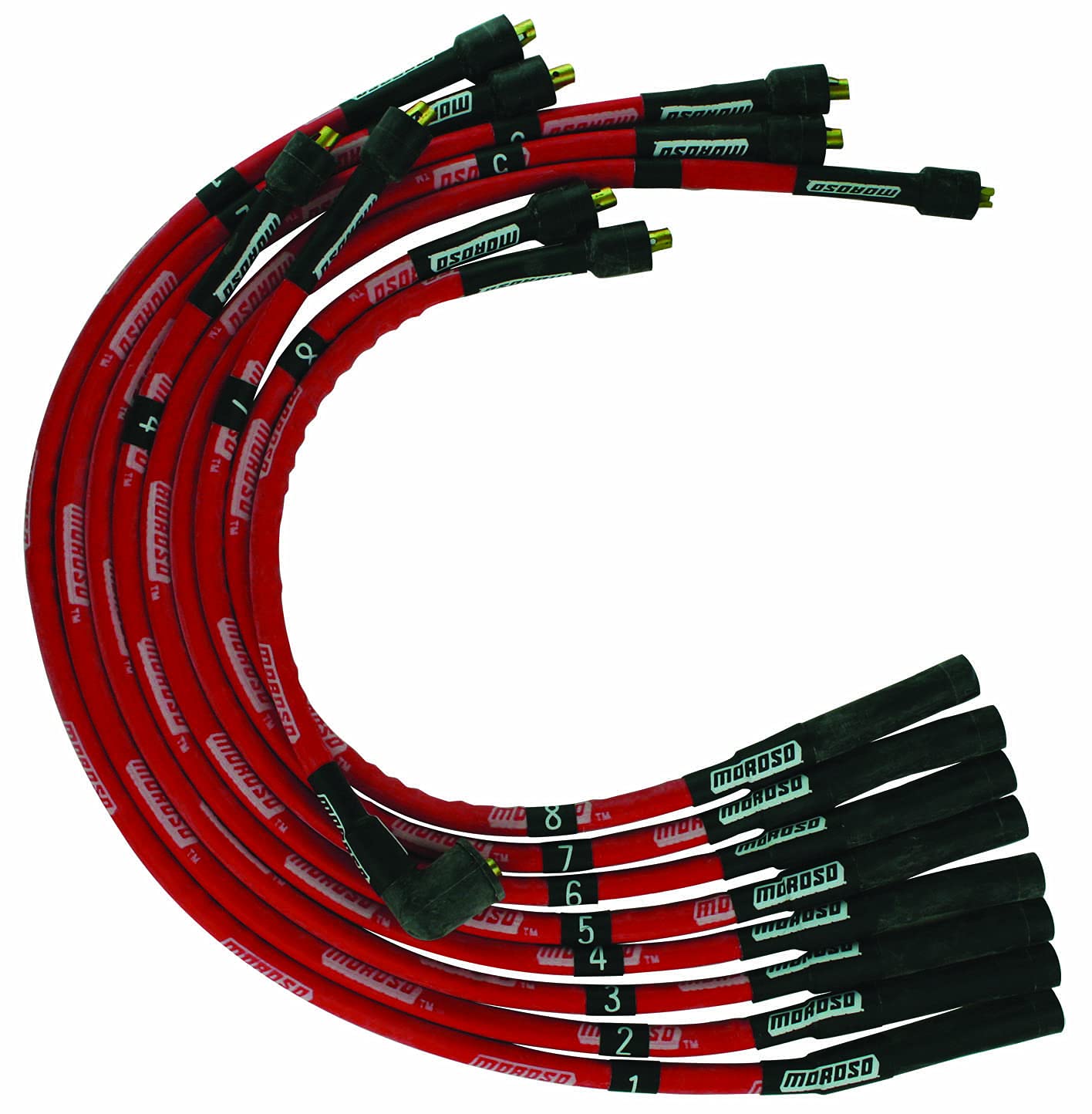 Moroso 52556 Ultra Series Red Sleeved Spark Plug Wires for Mopar Chrysler 273/318/340/360 Engines - Straight Plug & Distributor Ends - High Performance Ignition Upgrade for Classic Cars & Hot Rods