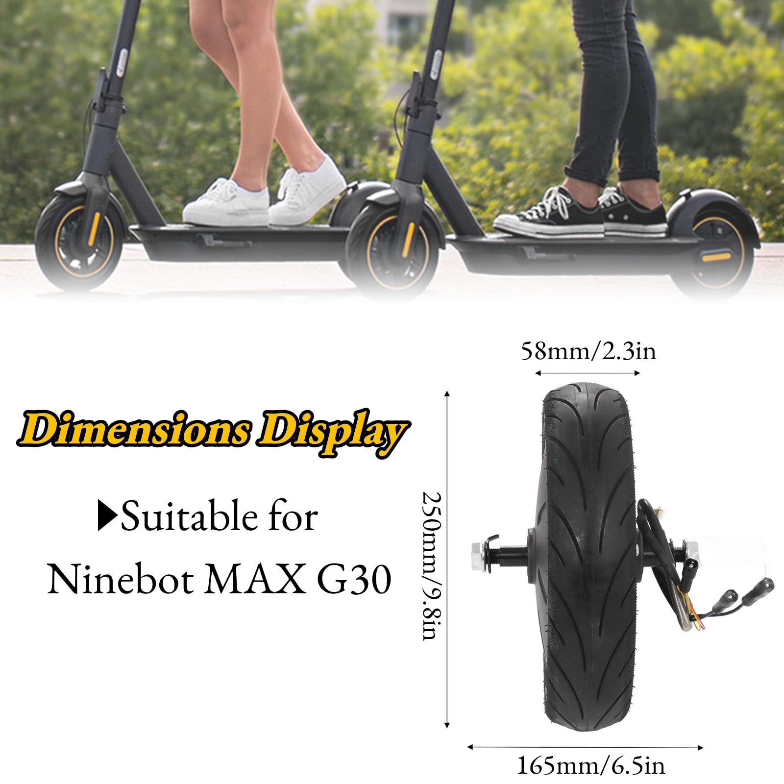 350W Electric Scooter Hub Motor - 9.8 Inch Conversion Kit with Pneumatic Tires for G30 Scooters | High-Performance Replacement Motor for Commuting & Urban Transportation