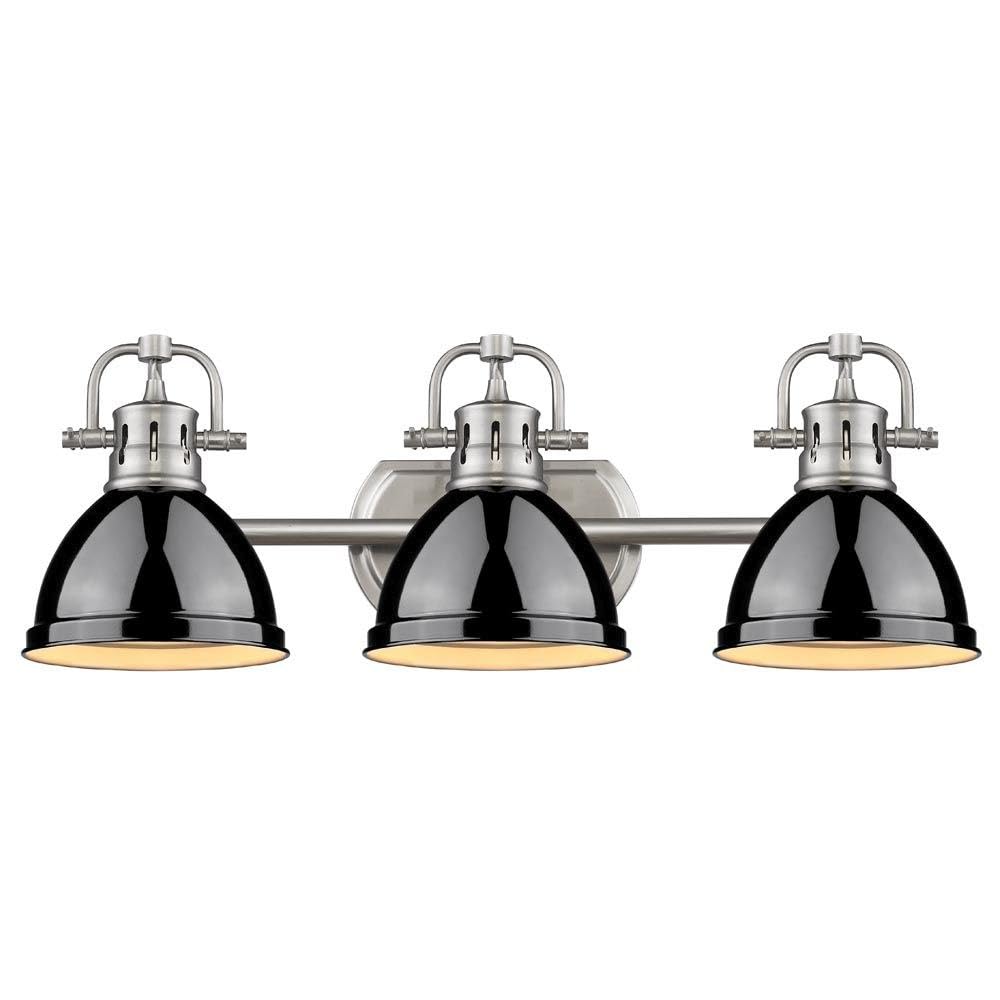 24.5 Inch 3-Light Vanity Light - Classic Industrial Style with Aged Brass Finish & Black Shade (8.5