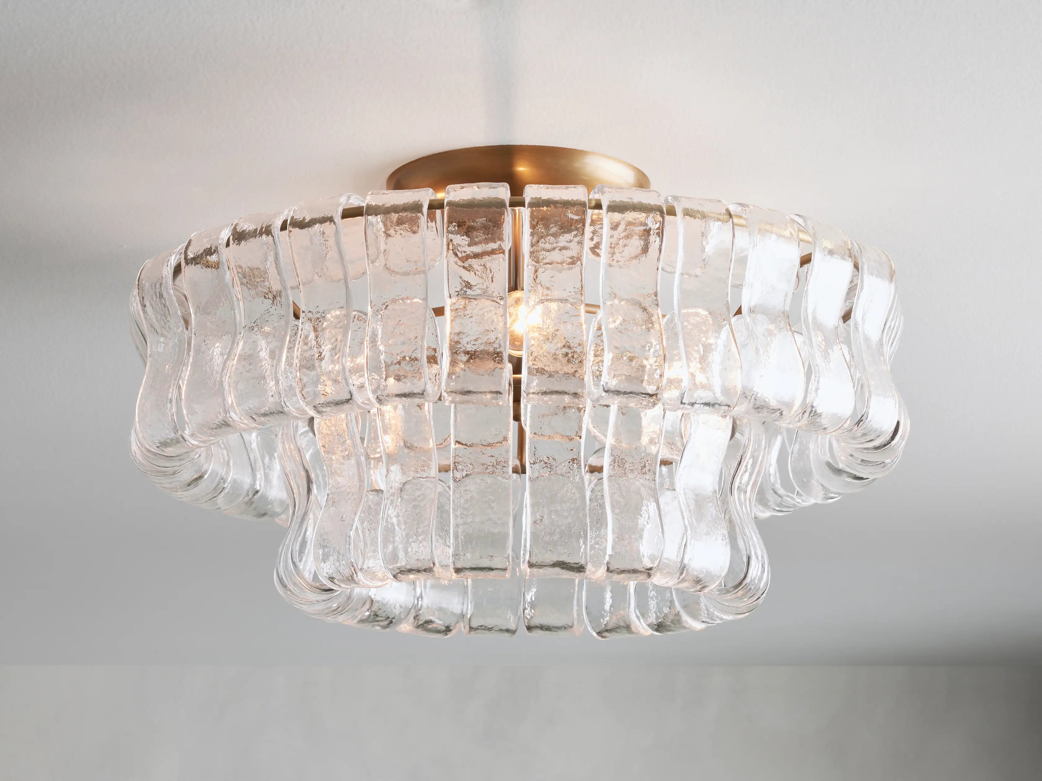 2-Tier Glass Round Flush Mount Ceiling Light Fixture - 18 Inch Modern Lime Green Pendant Lamp for Dining Room, Kitchen Island & Bedroom Lighting