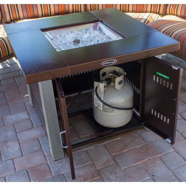 Hammered Bronze Square Fire Pit with Stainless Steel Legs - Outdoor Patio, Backyard, Camping Fire Pit for Garden, Deck & BBQ Gatherings