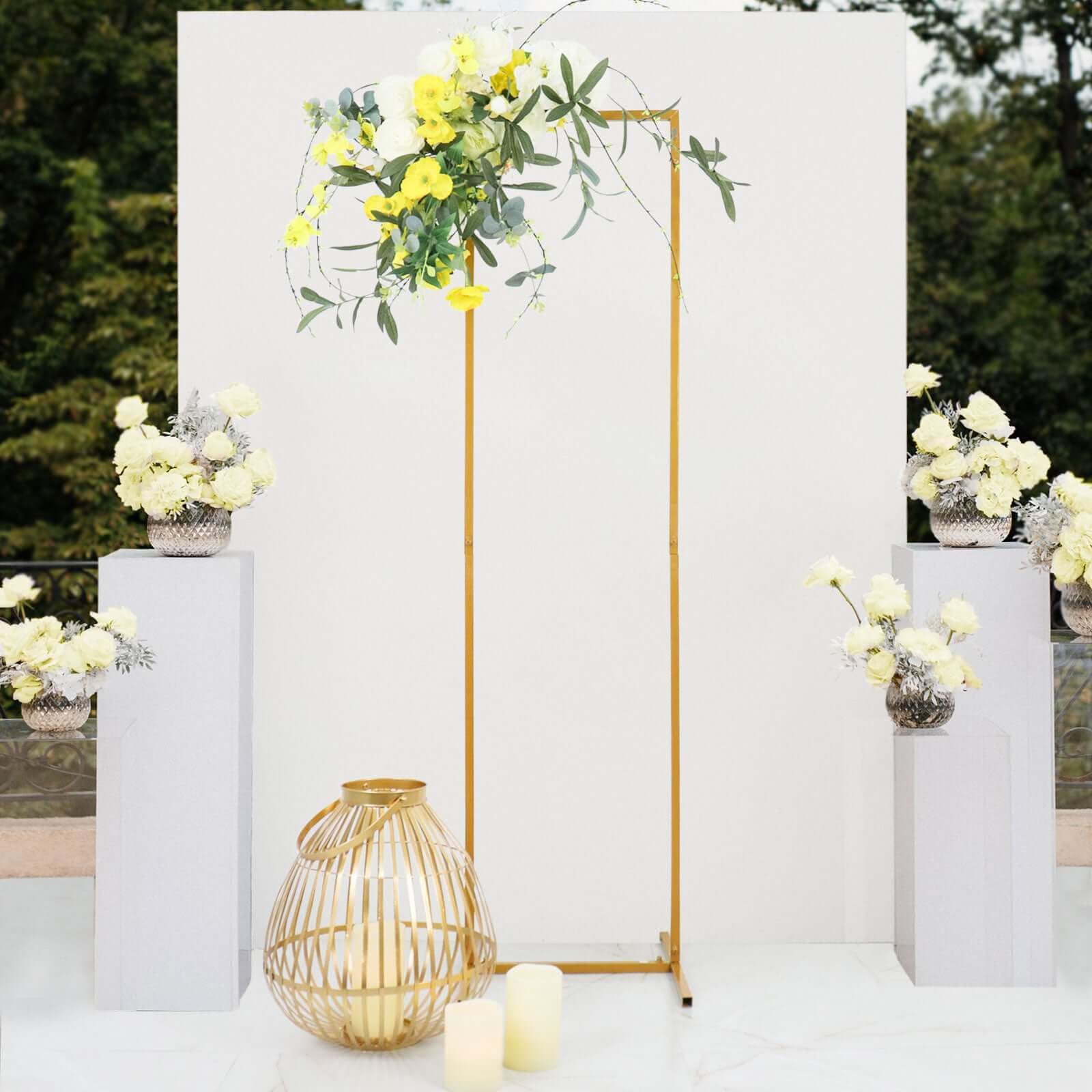 Gold Wedding Flower Stand - 4.5ft Metal Backdrop & Vase Column for Wedding Centerpiece Decor