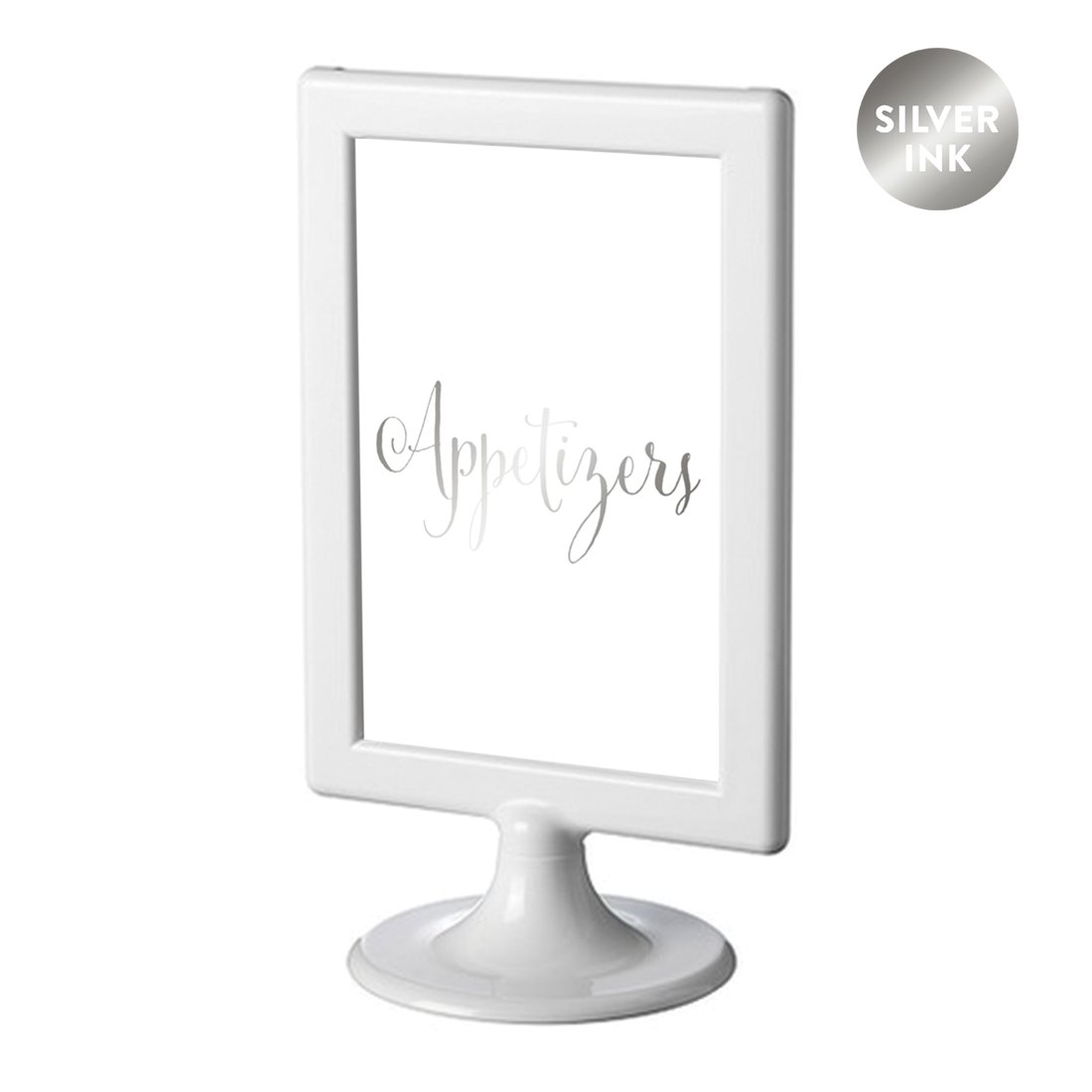 Andaz Press 4x6-inch Framed Wedding Party Sign - Metallic Silver Ink, Double-Sided Appetizers Table Sign (1-Pack) - Elegant Colored Decorations for Wedding Receptions, Bridal Showers & Special Events