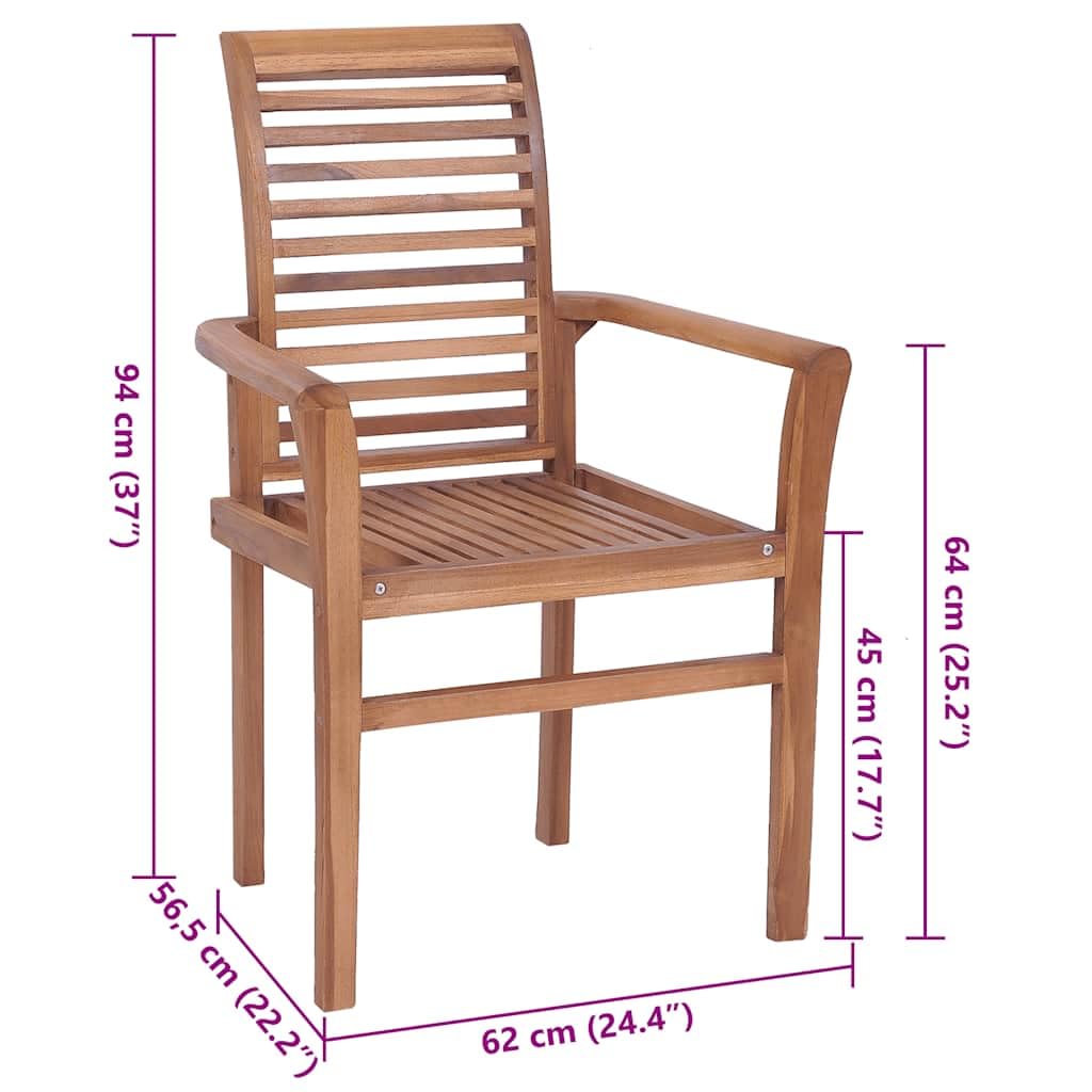 Premium Teak Wood Dining Chairs Set of 2 with Cream Cushions - Ergonomic Stackable Chairs for Indoor & Outdoor Use - Perfect for Patio, Garden, Dining Room and Kitchen Decor