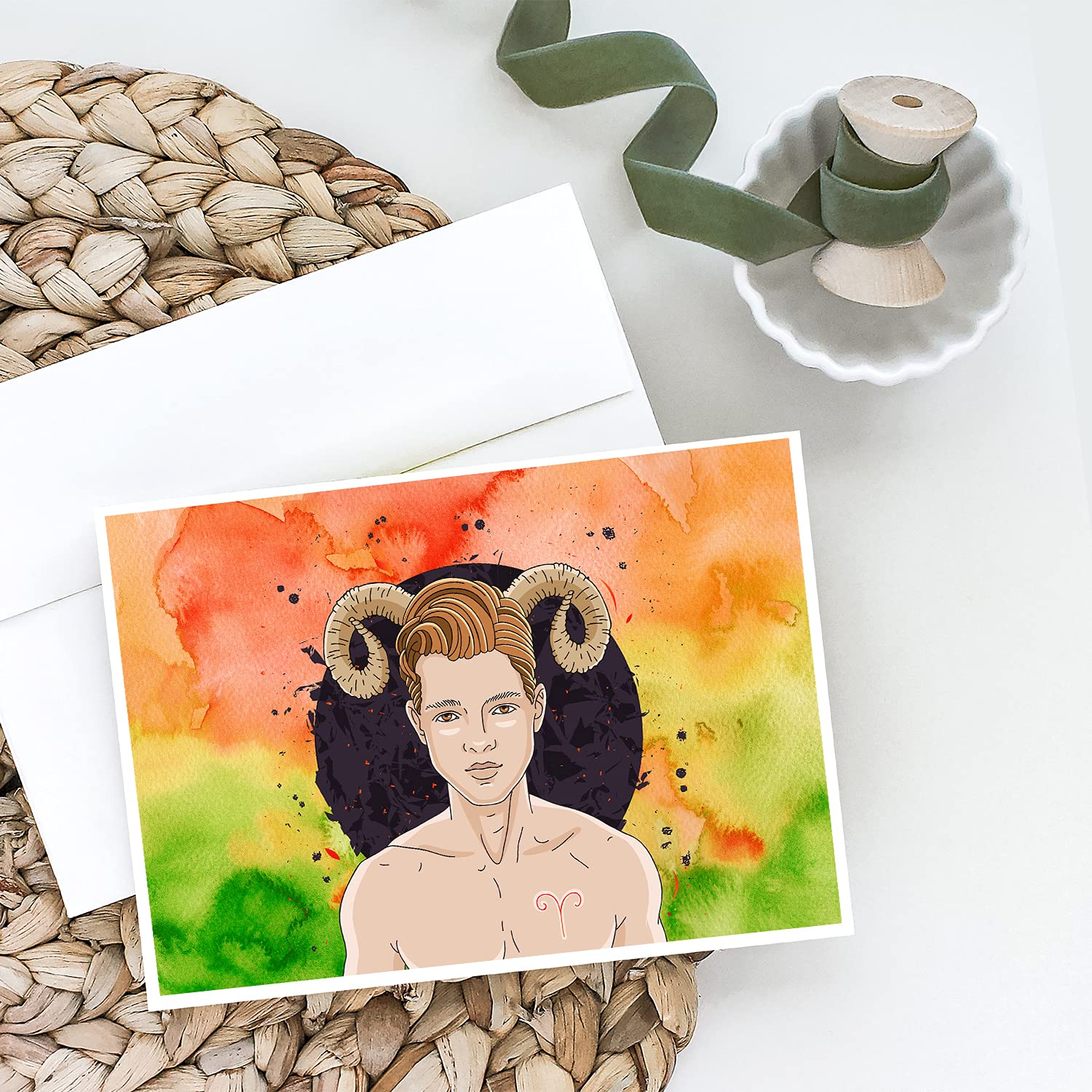 Aries Zodiac Sign Greeting Cards - Pack of 8 Blank A7 Note Cards with Envelopes (5x7 Inches) | Perfect for Birthday Wishes, Thank You Notes & Zodiac-Themed Gifts