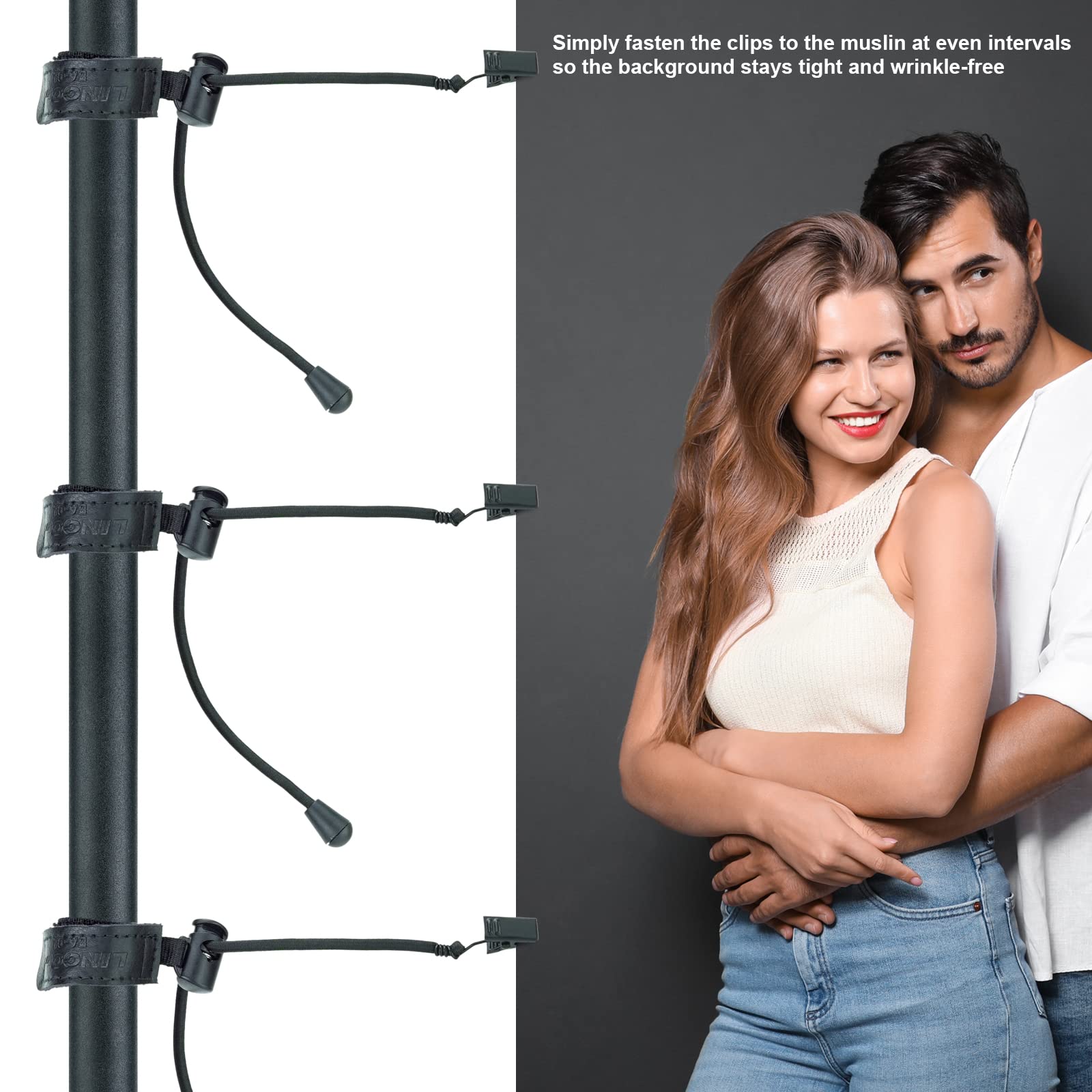 Heavy Duty Adjustable Backdrop Clamps 12-Pack - LINCO Lincostore Black Photo Studio Clamps for Muslin Backdrops, Camera Flash Brackets & Background Support | Perfect for Photography Studios, Video Shoots & Event Decorations