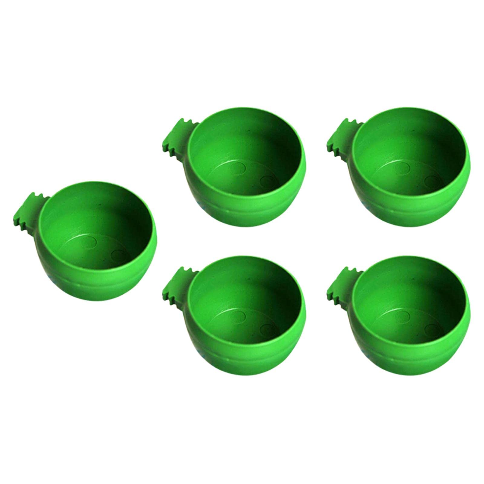 5Pcs Plastic Hanging Bird Feeder Dishes - Round Cage Mounted Bird Feeding Cups for Parrots, Canaries & Small Birds - Perfect for Aviaries, Cages & Outdoor Use