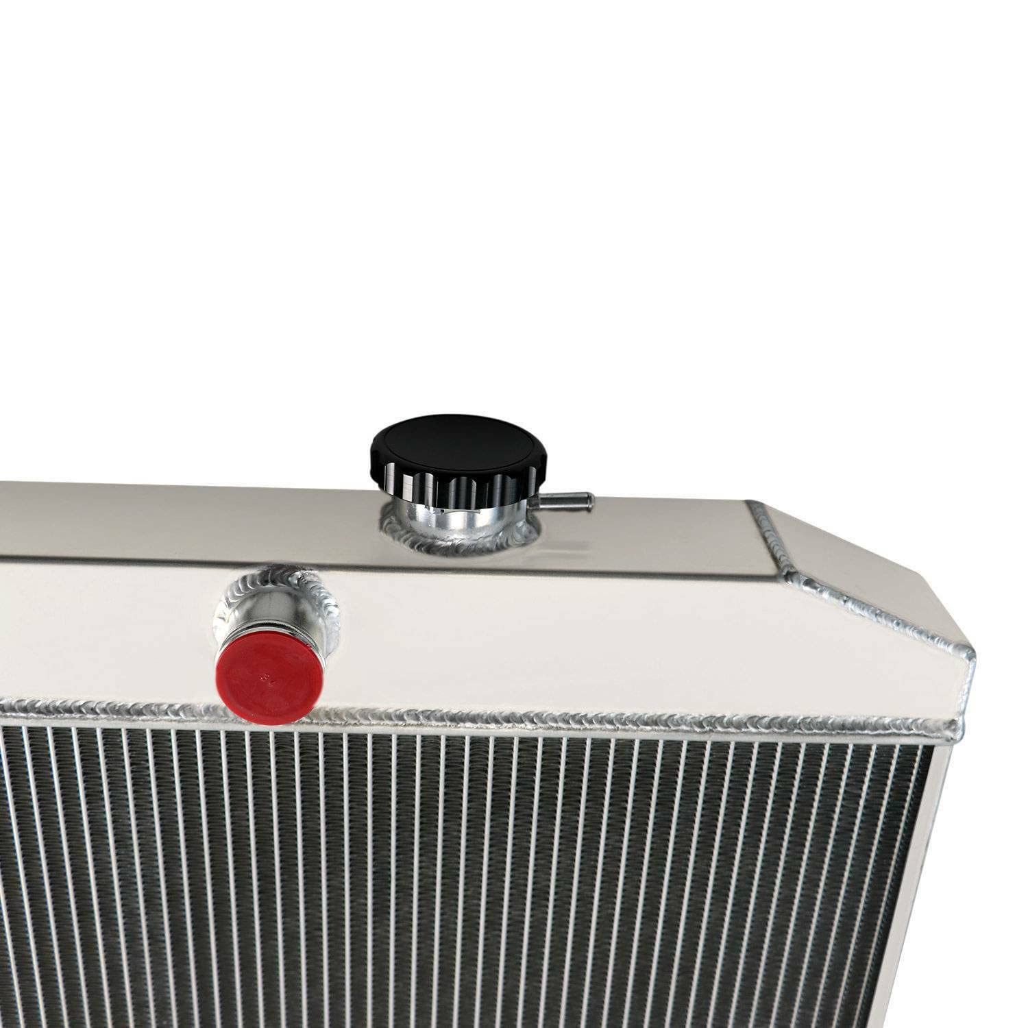 1955-1957 Chevy Bel Air Truck One-Fifty Two-Ten Series 3 Row Aluminum Radiator with Fan Shroud & Relay - High Performance Cooling for L6 & V8 Gas Engines - Perfect for Restoration Projects & Hot Rod Upgrades