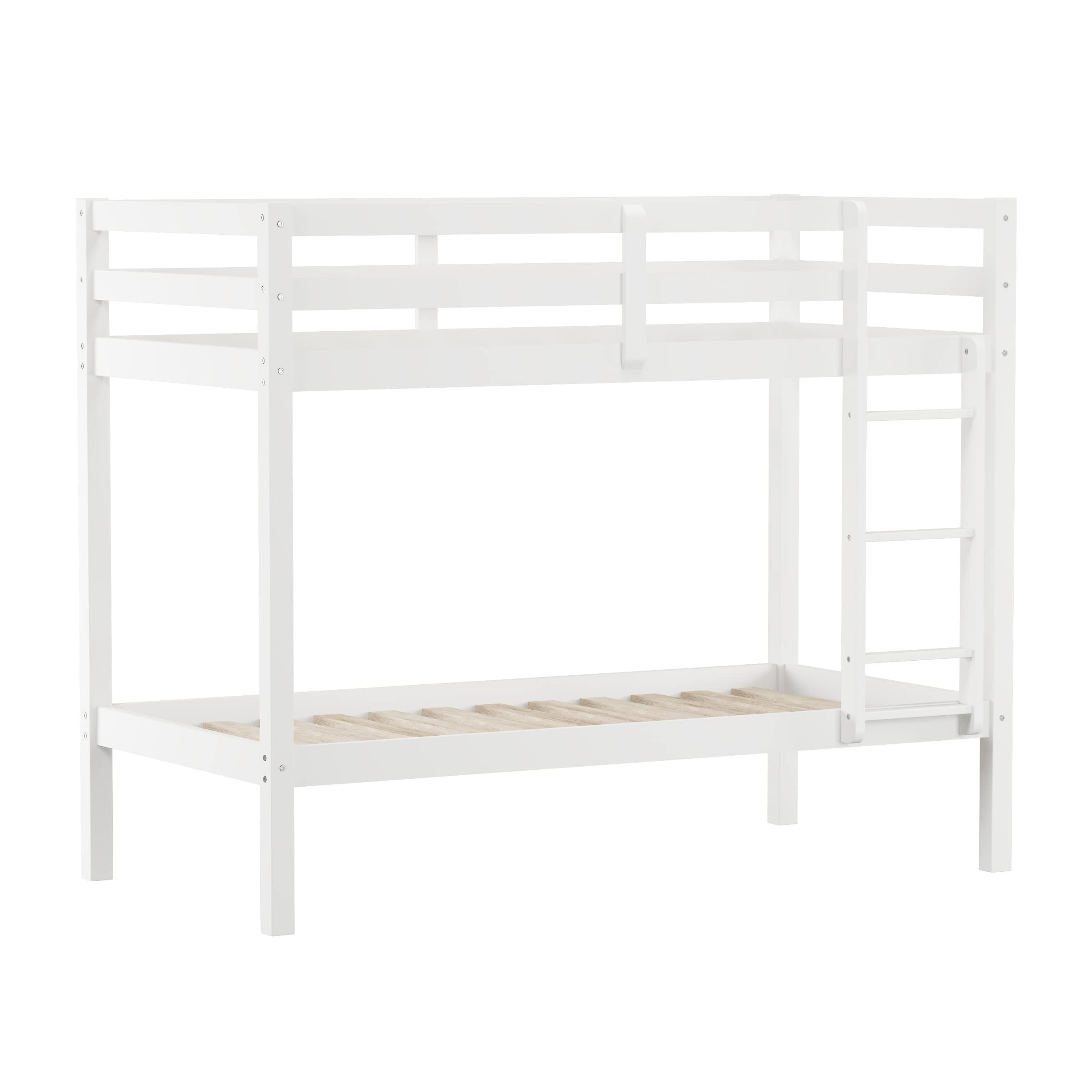 Hillsdale Caspian Twin Over Twin Bunk Bed for Kids and Teens - White | Space-Saving Kids Bedroom Furniture for Small Rooms & Shared Spaces