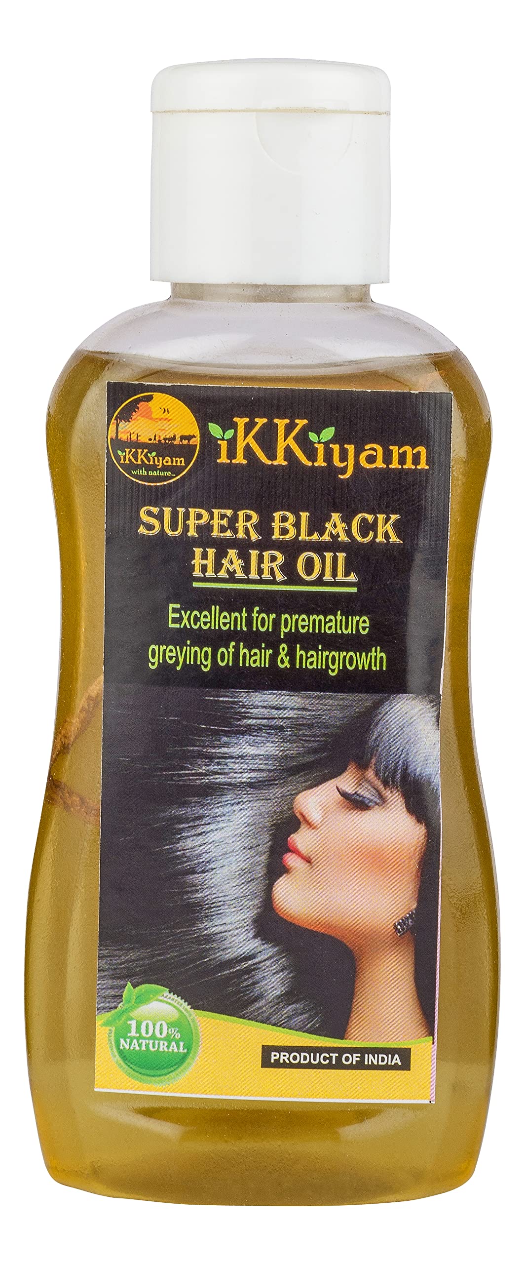 Premium Super Black Hair Oil 100ml - Natural Hair Growth Treatment for Premature Greying & Thinning Hair - Revitalizes & Strengthens Hair for Men & Women - Perfect for Daily Scalp Massage & Nighttime Hair Care Routine