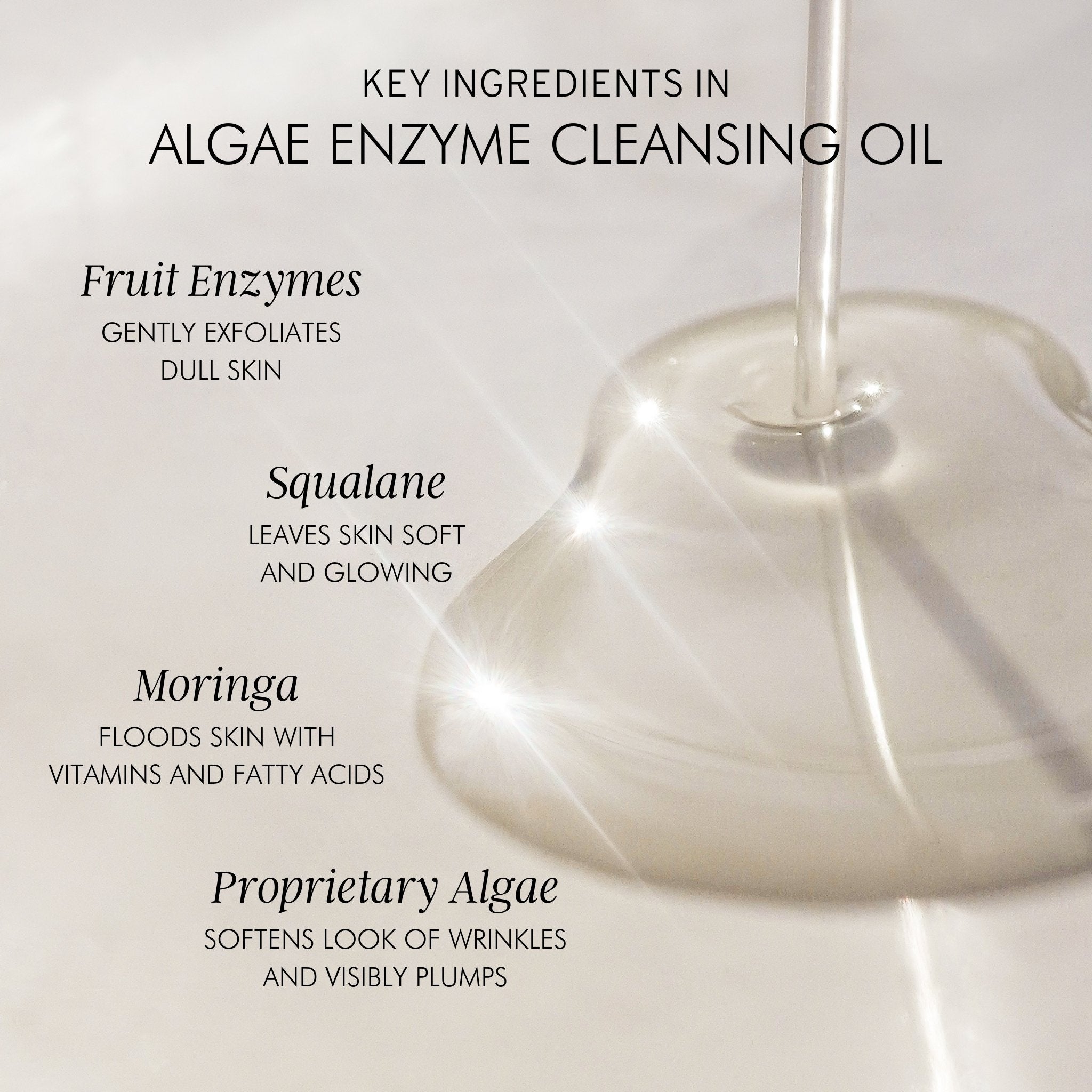 Chia + Moringa Algae Enzyme Cleansing Oil - Natural Face Wash for Acne & Oily Skin - Gentle Makeup Remover & Deep Pore Cleanser for Daily Skincare Routine