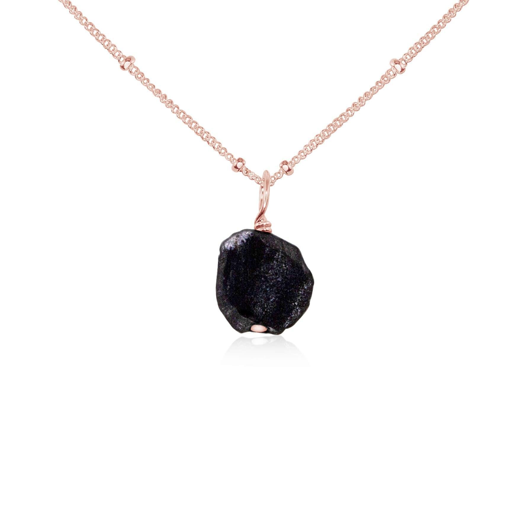 Natural Raw Obsidian Pendant Necklace - Handmade Black Stone Jewelry for Women & Men - Perfect for Spiritual Protection, Meditation & Everyday Wear