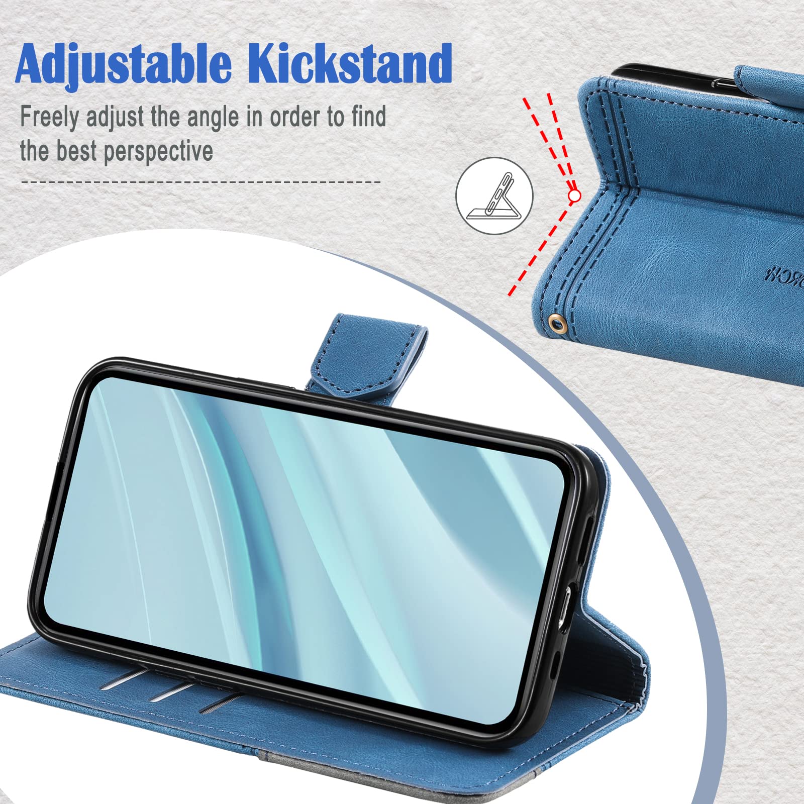 Premium PU Leather Magnetic Wallet Case for Moto G Stylus 5G 2022 - Shockproof TPU Bumper & Card Slots | Perfect for Work, Travel & Everyday Protection (Blue)