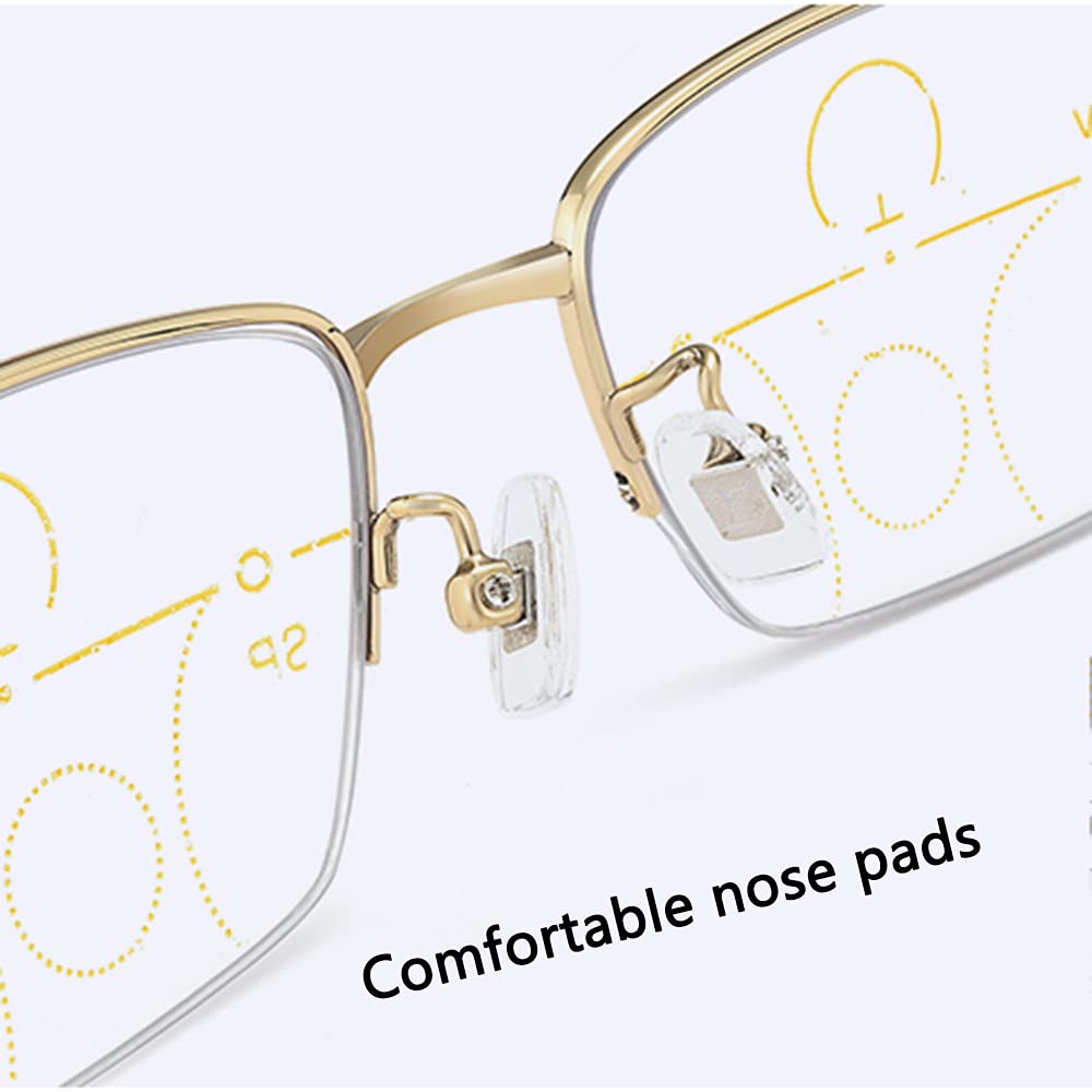Smart Zoom Anti-Fatigue Reading Glasses for Men & Women - Photochromic Polarized Sunglasses with UV400 Protection (+2.50 Strength, Gold Frame) - Perfect for Office Work, Driving, and Outdoor Activities