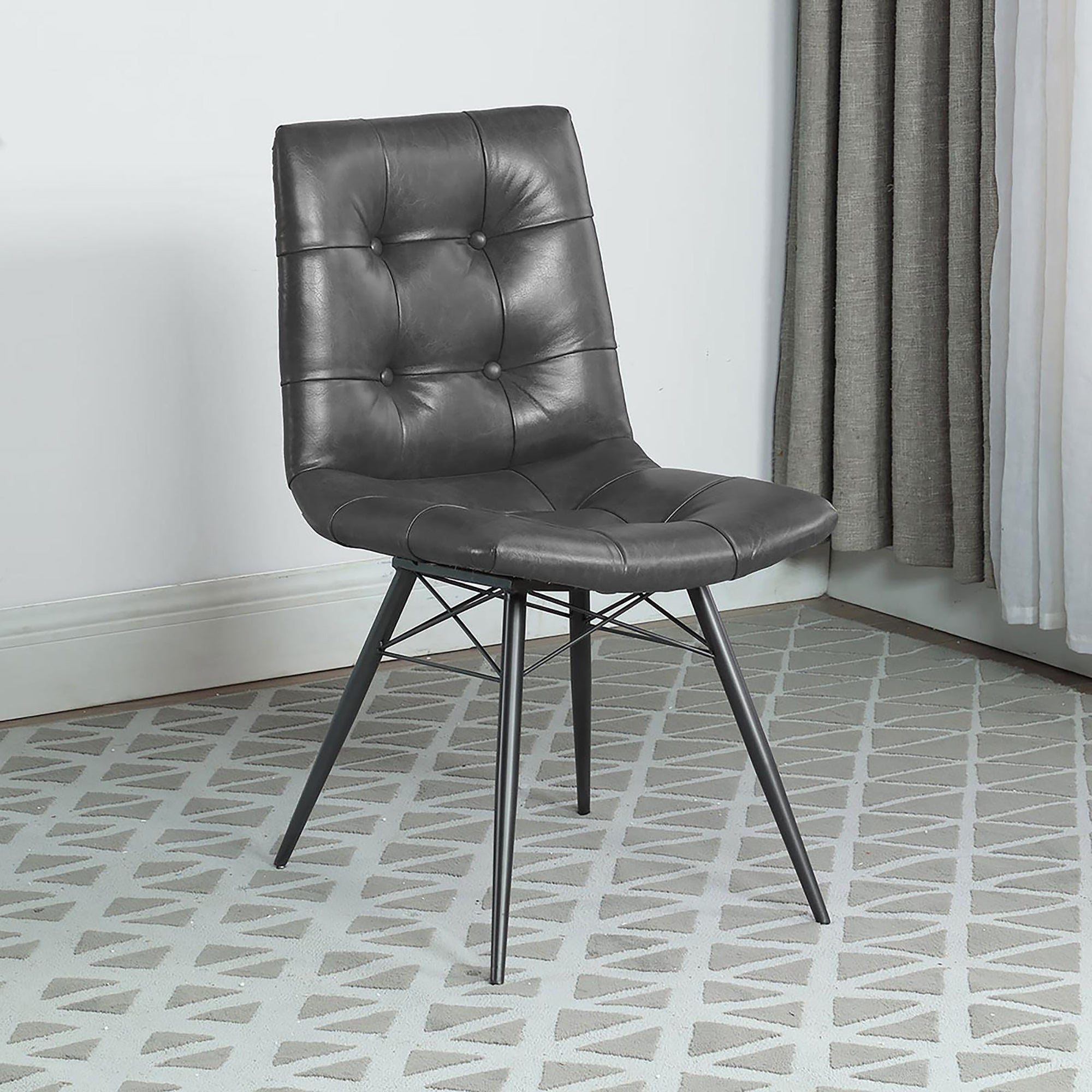 Charcoal & Gunmetal Tufted Back Dining Chairs Set of 4 - Modern Upholstered Kitchen Chairs for Dining Room, Kitchen Island & Breakfast Nook