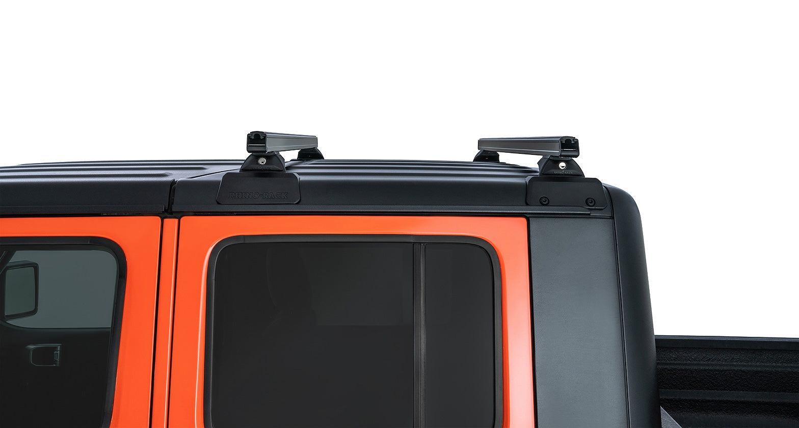 Heavy Duty Black 2 Bar Roof Rack for Jeep Gladiator JT with Rhino Rack Backbone & RCL Legs - Perfect for Off-Road Adventures & Cargo Transport