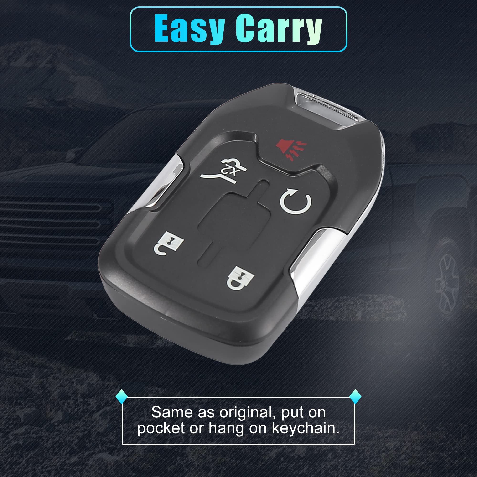 X AUTOHAUX HYQ1AA 315MHz Replacement Keyless Entry Remote Start Smart Car Key Fob for GMC Terrain 2018-2021 (13584502) - 5-Button Keyless Entry Remote with Door Key - Perfect for Key Replacement, Remote Start & Secure Vehicle Access