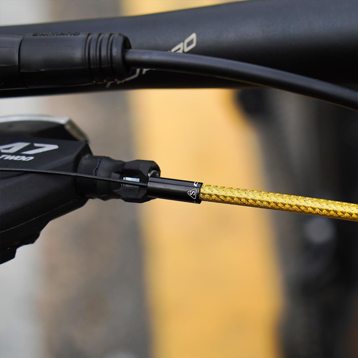 Shimano SRAM Road Bike Derailleur Gear Cable Set - CNC Braided Teflon Coated Shifter Cable & Housing for Bicycle Mountain Bike (Black Gold Silver Titanium) - Smooth Shifting for Commuting Racing & Off-Road Cycling