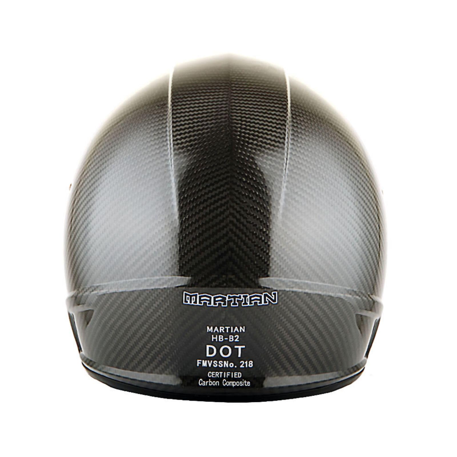 Martian Genuine Carbon Fiber Motorcycle Helmet HB-B2 - DOT Approved Full Face & Open Face Glossy Black - Perfect for Street Biking, Racing & Urban Commuting