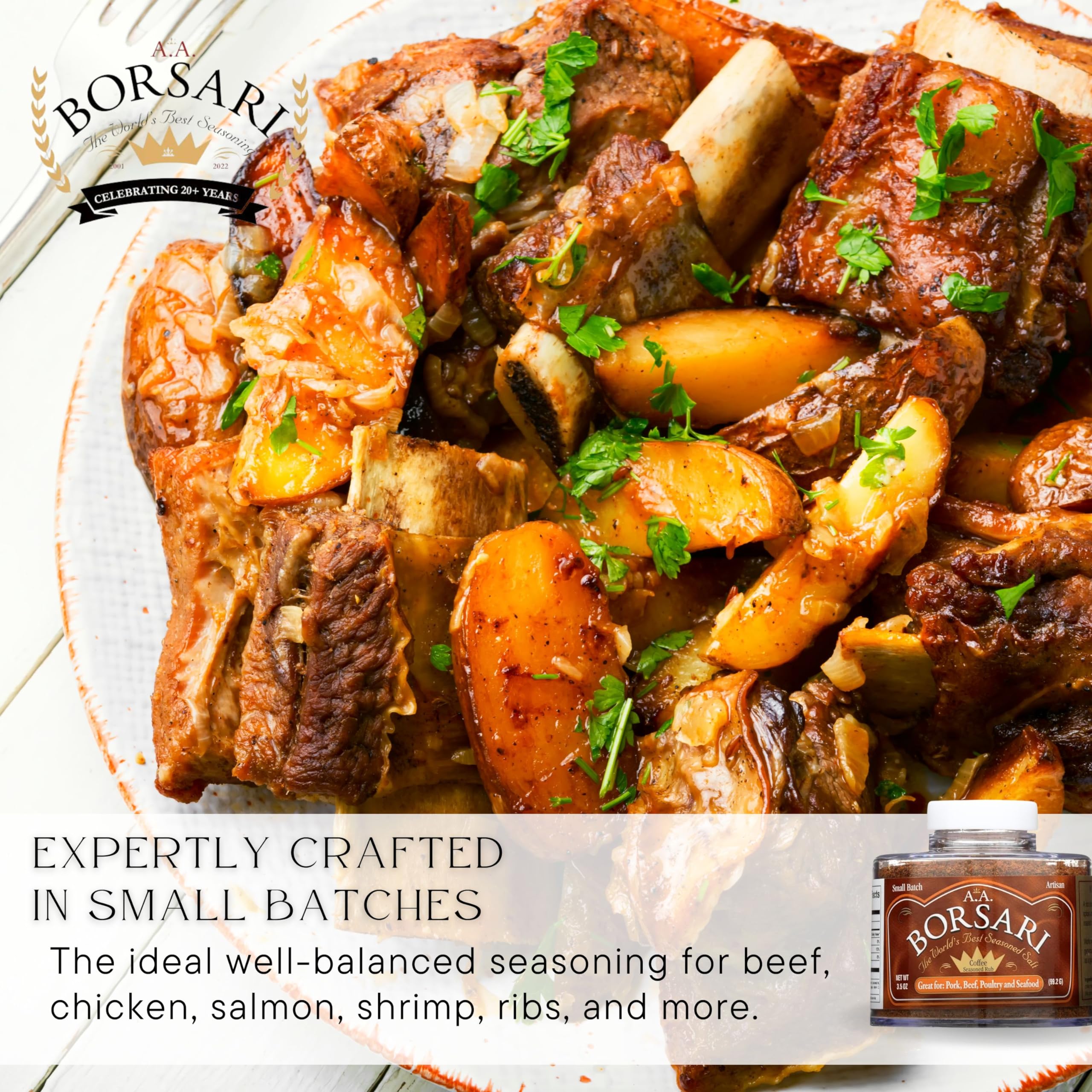 Premium Borsari Coffee Rub Seasoning - All Natural Gourmet Dry Rub for Ribs, Steak & BBQ - Infused with Coffee Spices & Cocoa (19 oz) - Perfect for Grilling, Smoking & Enhancing Meat Flavors