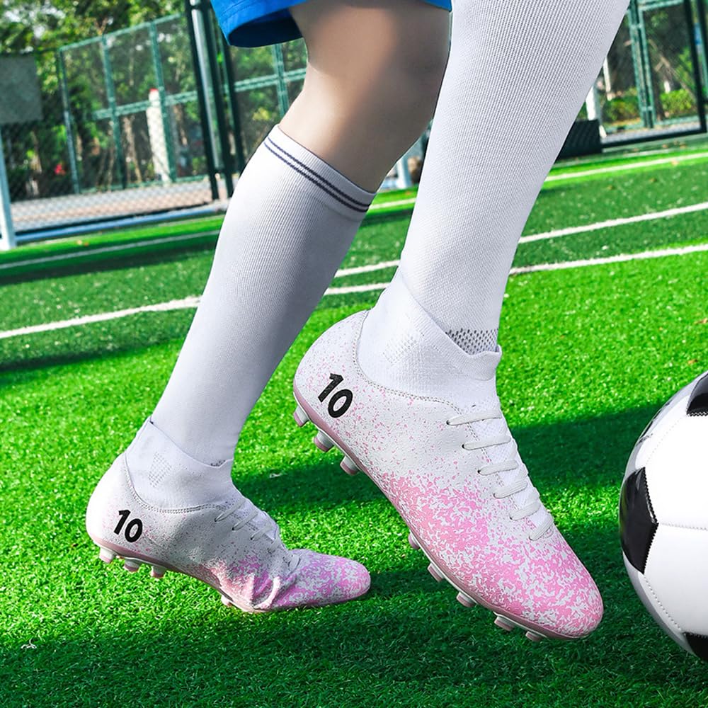 Breathable Women's & Men's High Top AG Soccer Cleats - Lightweight Futsal Shoes for Training & Outdoor Football Games | Perfect for Turf, Artificial Grass & Indoor Courts
