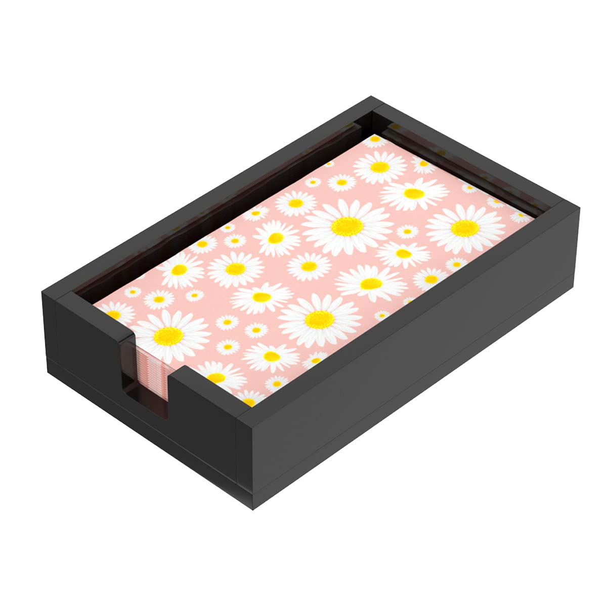 NIUBEE Acrylic Guest Towel Napkin Holder - Black Paper Hand Towel Storage Tray for Bathroom, Kitchen, Dining Room & Restaurant | Elegant Napkin Dispenser for Home, Hotel & Commercial Use