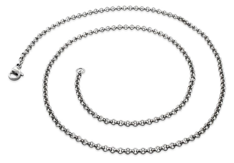 2.5mm Stainless Steel Rollo Chain Necklace for Women & Men - Durable Unisex Jewelry Gift for Everyday Wear, Layering & Special Occasions