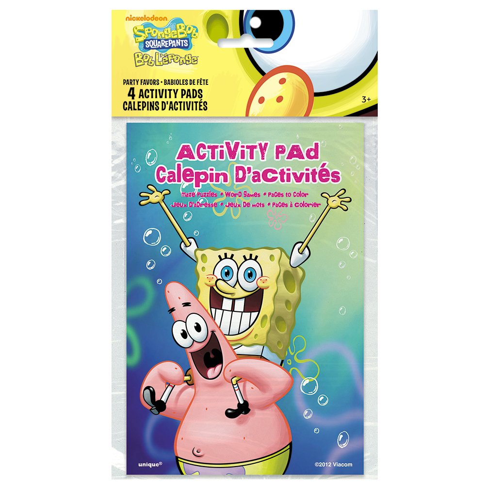 SpongeBob SquarePants Activity Book Set of 4 - Fun Coloring & Sticker Books for Kids Birthday Party Favors, Classroom Rewards & Travel Entertainment