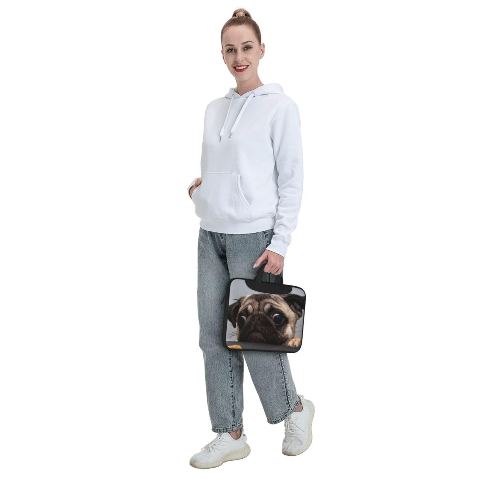LAMAME Cute Pug Printed Laptop Bag - Stylish & Durable Portable Computer Protective Shoulder Bag for Work, School & Travel