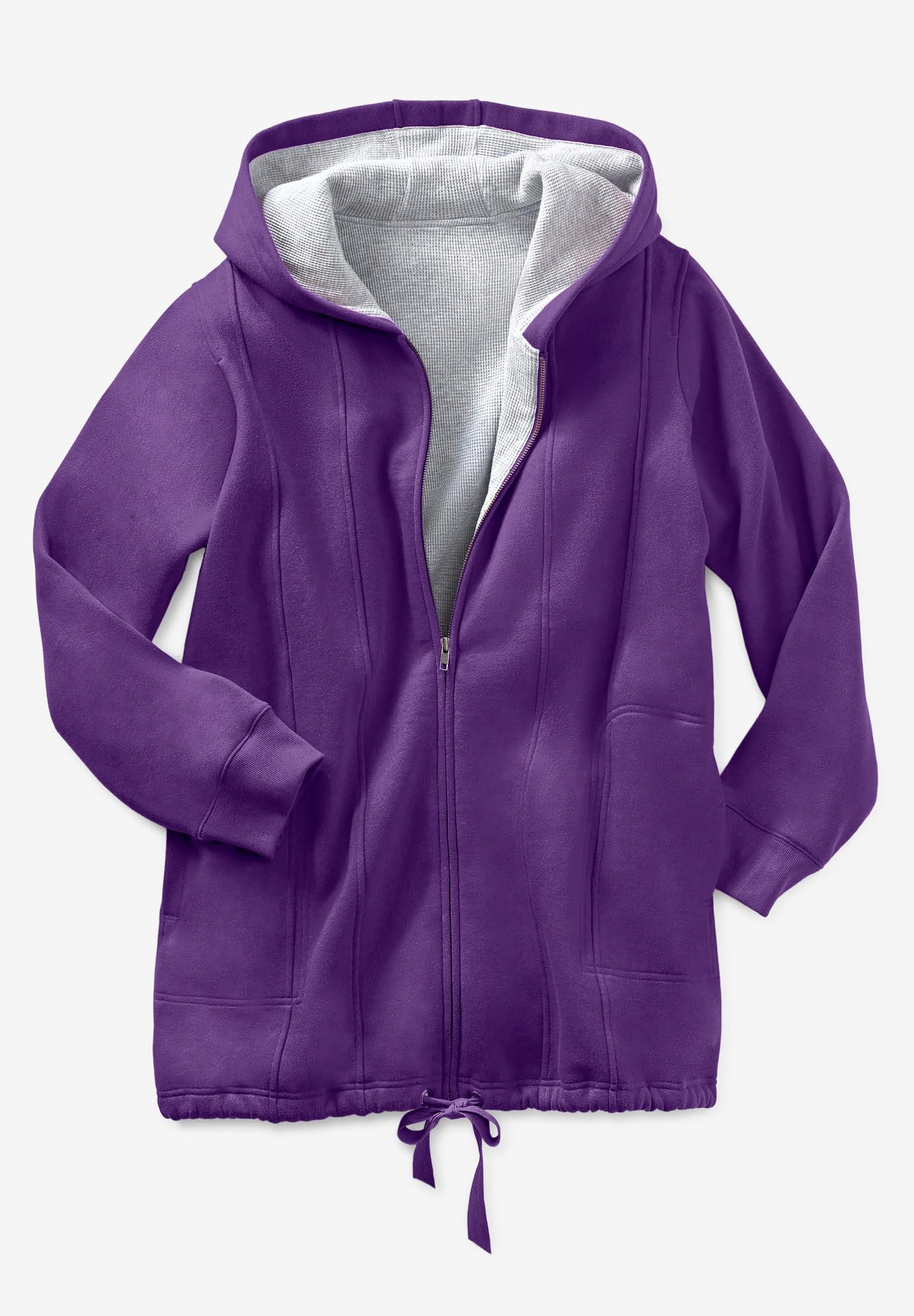 Woman Within Plus Size Thermal Waffle Lined Fleece Hoodie - Oversized Winter Warm Pullover for Women | Cozy Casual Wear for Cold Weather, Outdoor Activities & Lounge
