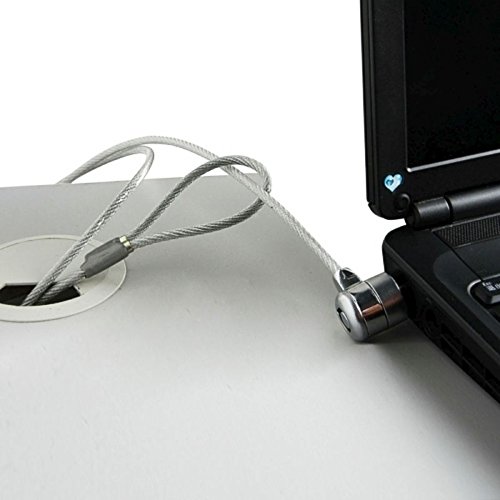 Silver Tone Notebook Laptop Security Cable Lock 93cm - Anti-Theft Computer Lock for MacBook, Chromebook, PC - Perfect for Office, School, Coffee Shops & Travel