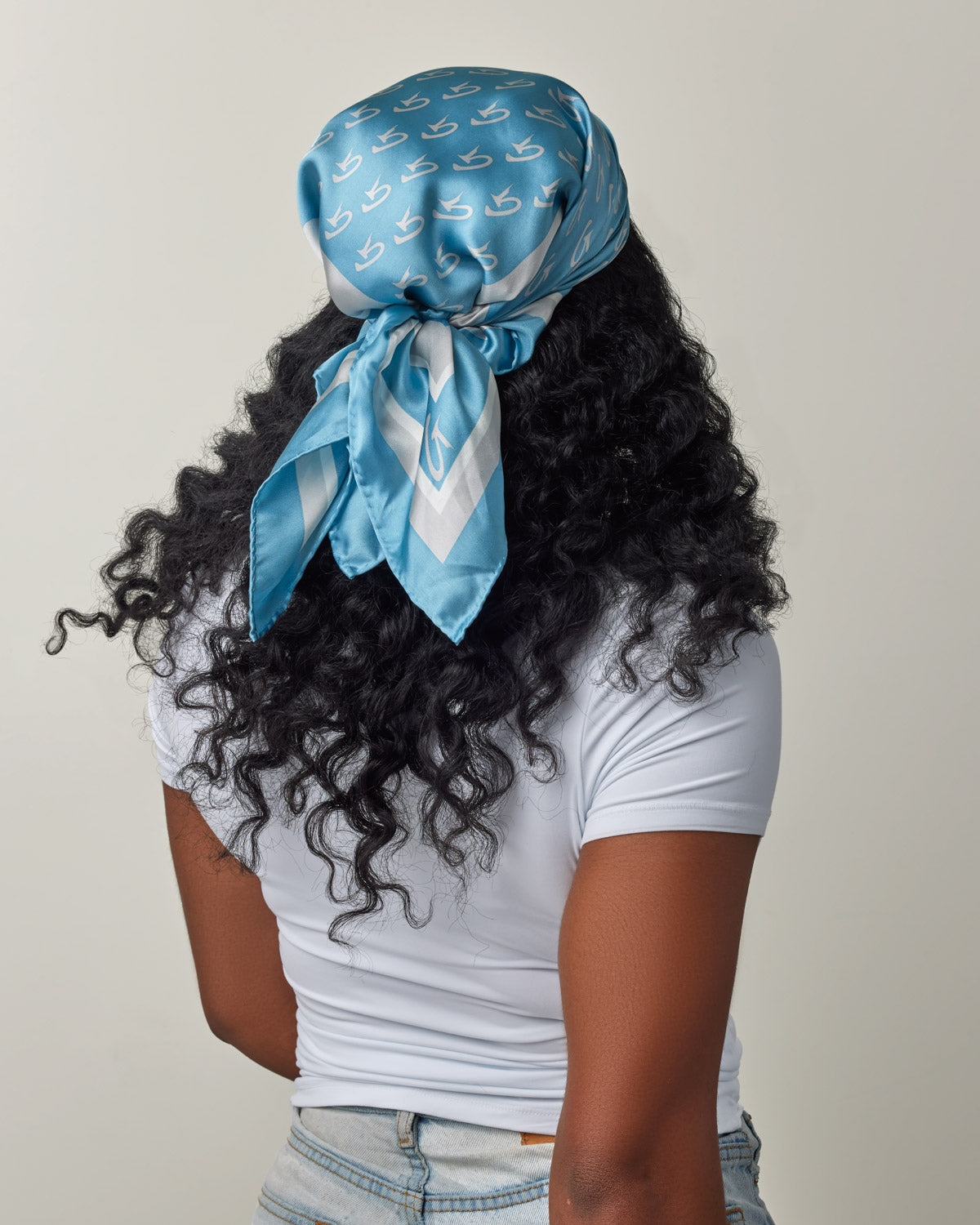 Luxury Monogram Silk Scarf - Medium Size in Elegant Blue & Silver | Perfect for Women's Fashion Accessories, Gift Giving & Special Occasions