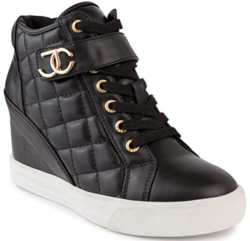 Juicy Couture Women's High Top Wedge Sneakers - Stylish & Comfortable Wedge Shoes for Women | Perfect for Casual Outfits, Work & Everyday Wear