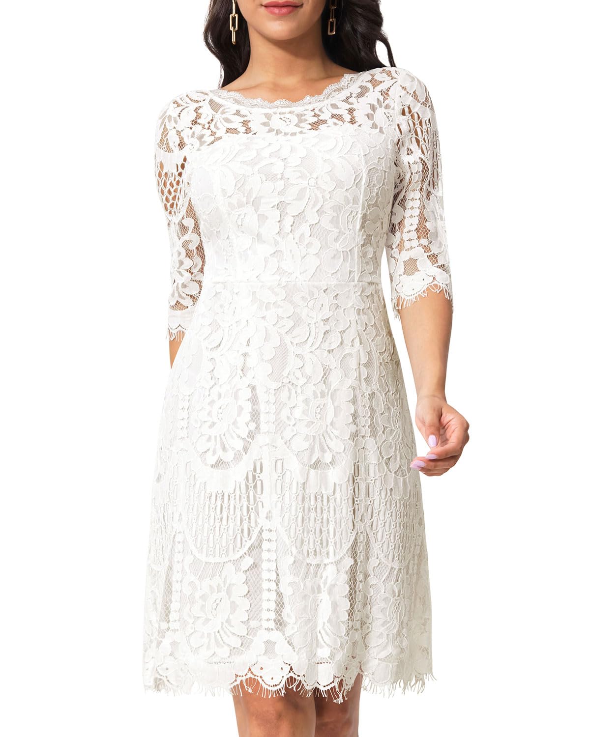 Elegant Lace Cocktail Dress for Women - Wedding Guest, Evening Party, Semi-Formal Graduation Dress - Sexy Fitted Design for Special Occasions