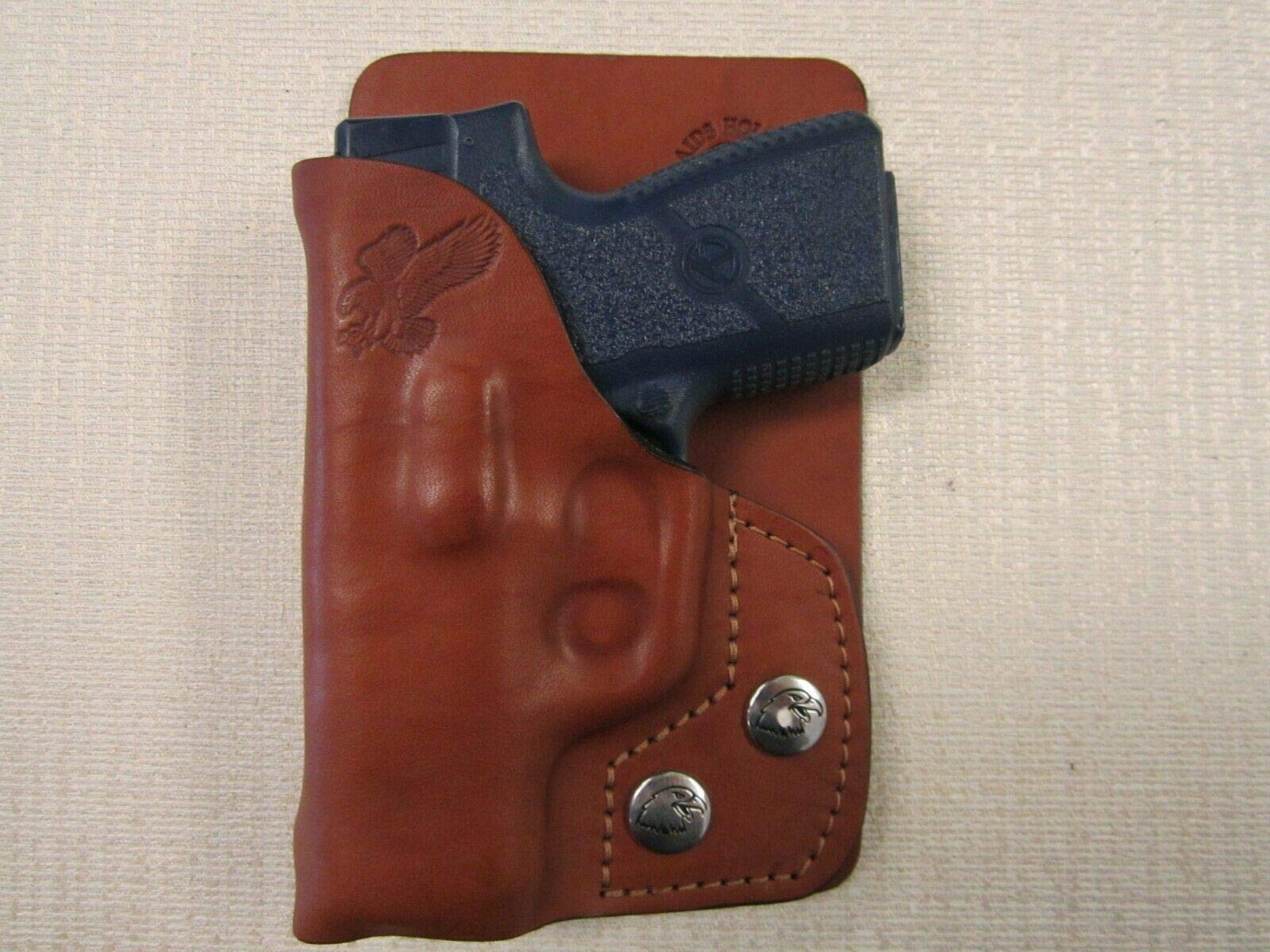 Kahr PM9 Concealed Carry Wallet & Pocket Holster - Right Hand Brown Leather for Comfortable Everyday Carry | Perfect for Self-Defense & Concealed Carry Enthusiasts