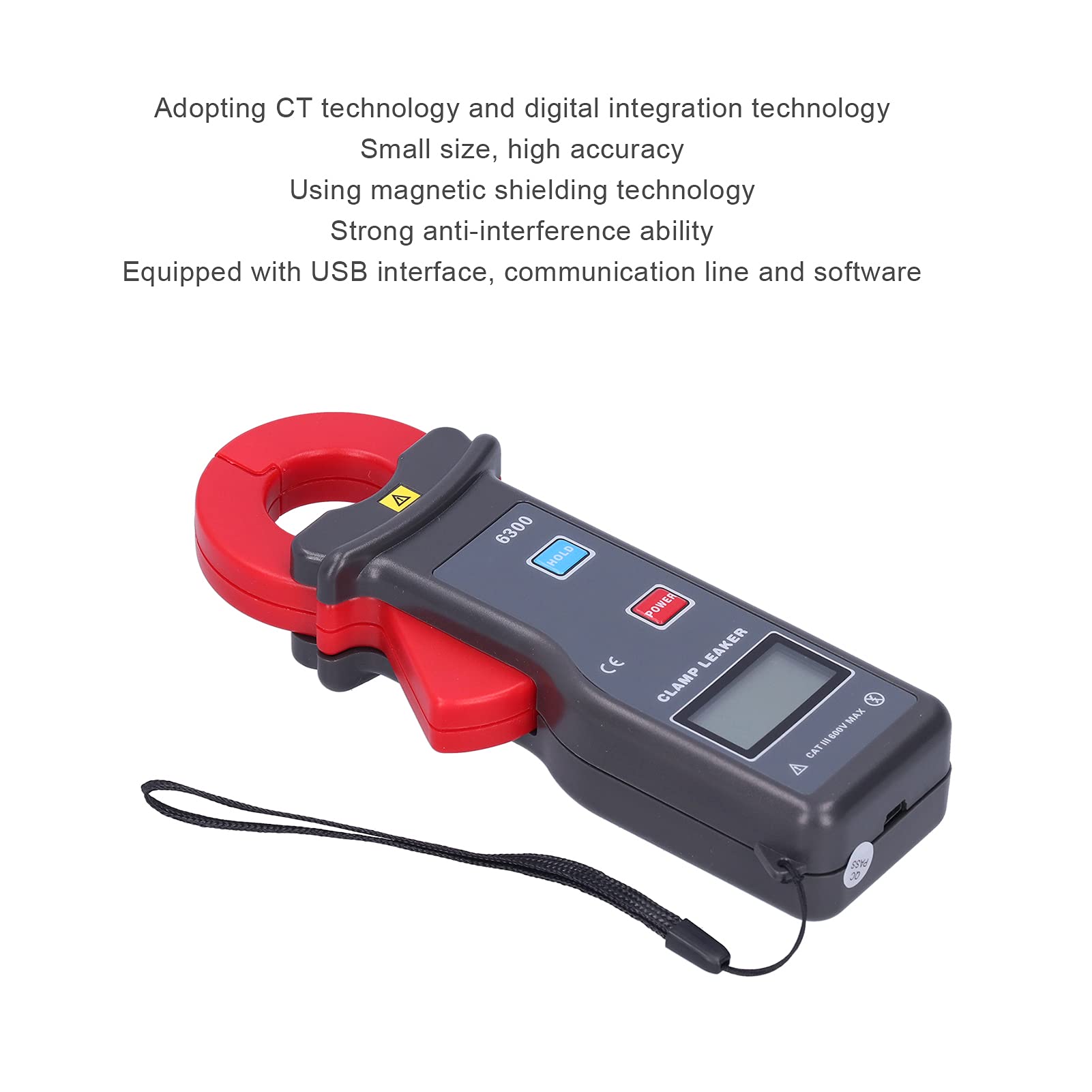 AC Leakage Clamp Meter 0mA-60A - Digital Clamp Ammeter for Measuring AC Leakage Current - Ideal for Electrical Maintenance, HVAC Systems & Industrial Safety Testing