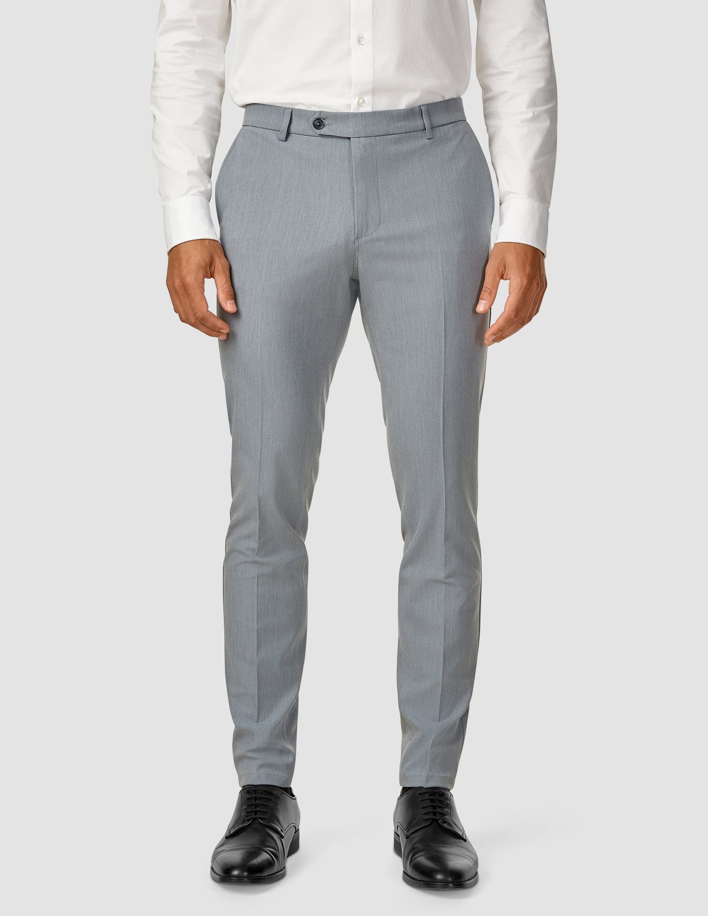Slim Fit Essential Suit Pants for Men - Light Blue Melange - Business Casual & Office Wear