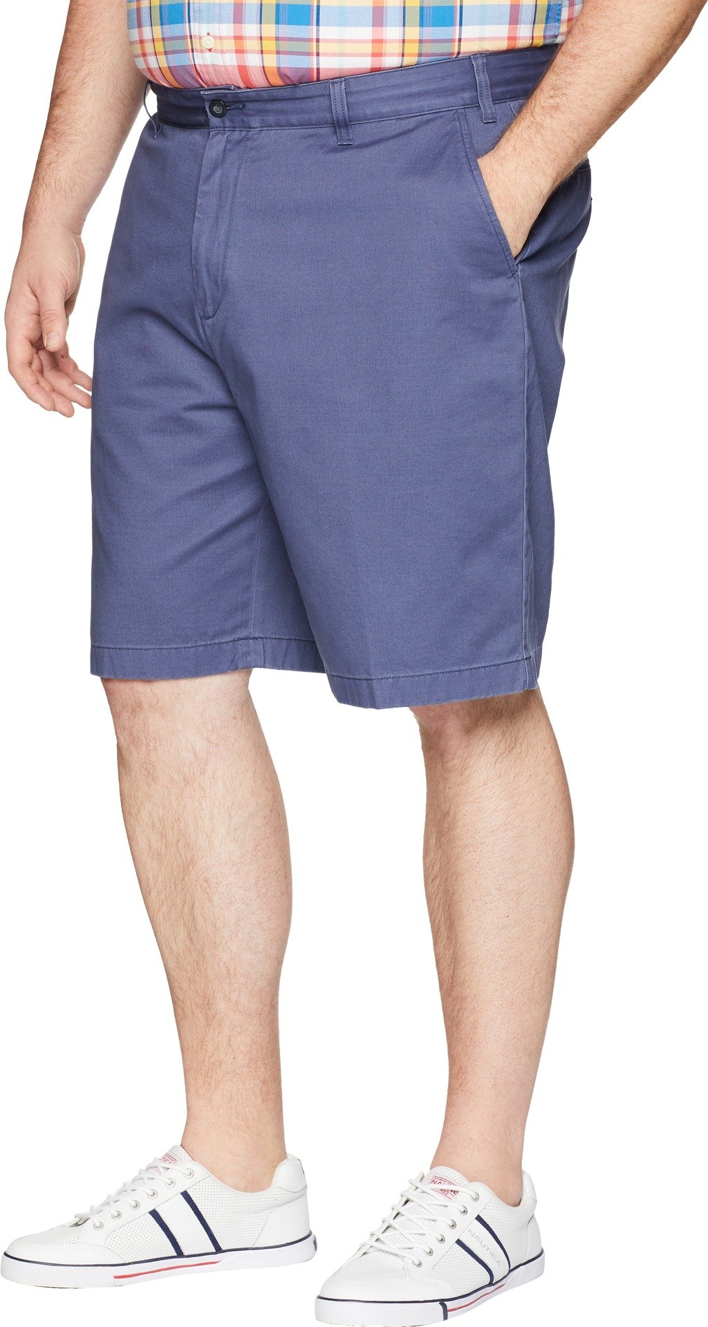 Nautica Men's Big & Tall Cotton Twill Flat Front Chino Shorts - Comfortable Casual Summer Shorts for Outdoor Activities & Travel