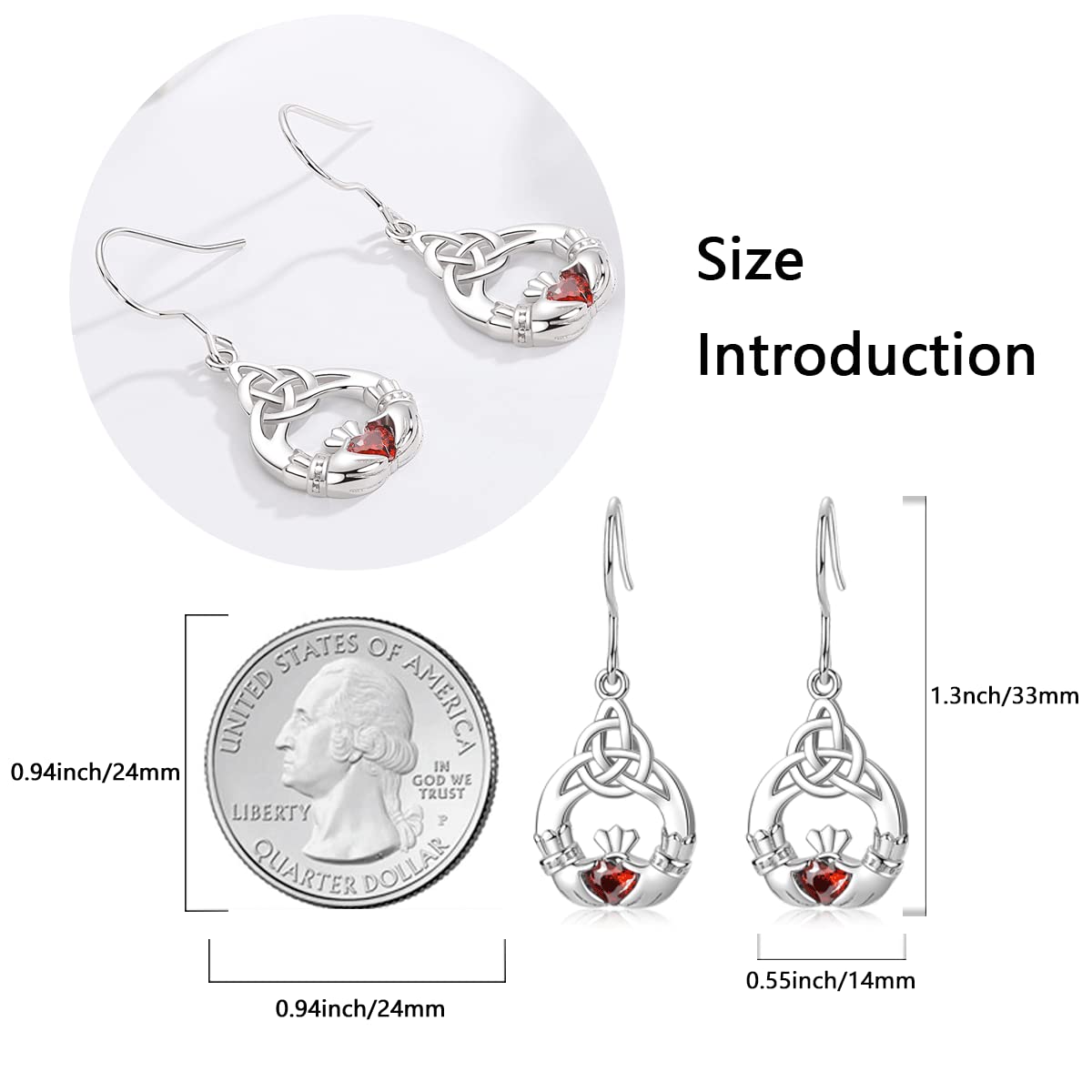Celtic Knot Earrings for Women - Sterling Silver Claddagh Dangle Earrings | Irish Good Luck Jewelry Gift for Her | Perfect for St. Patrick's Day, Irish Weddings & Celtic-Themed Events