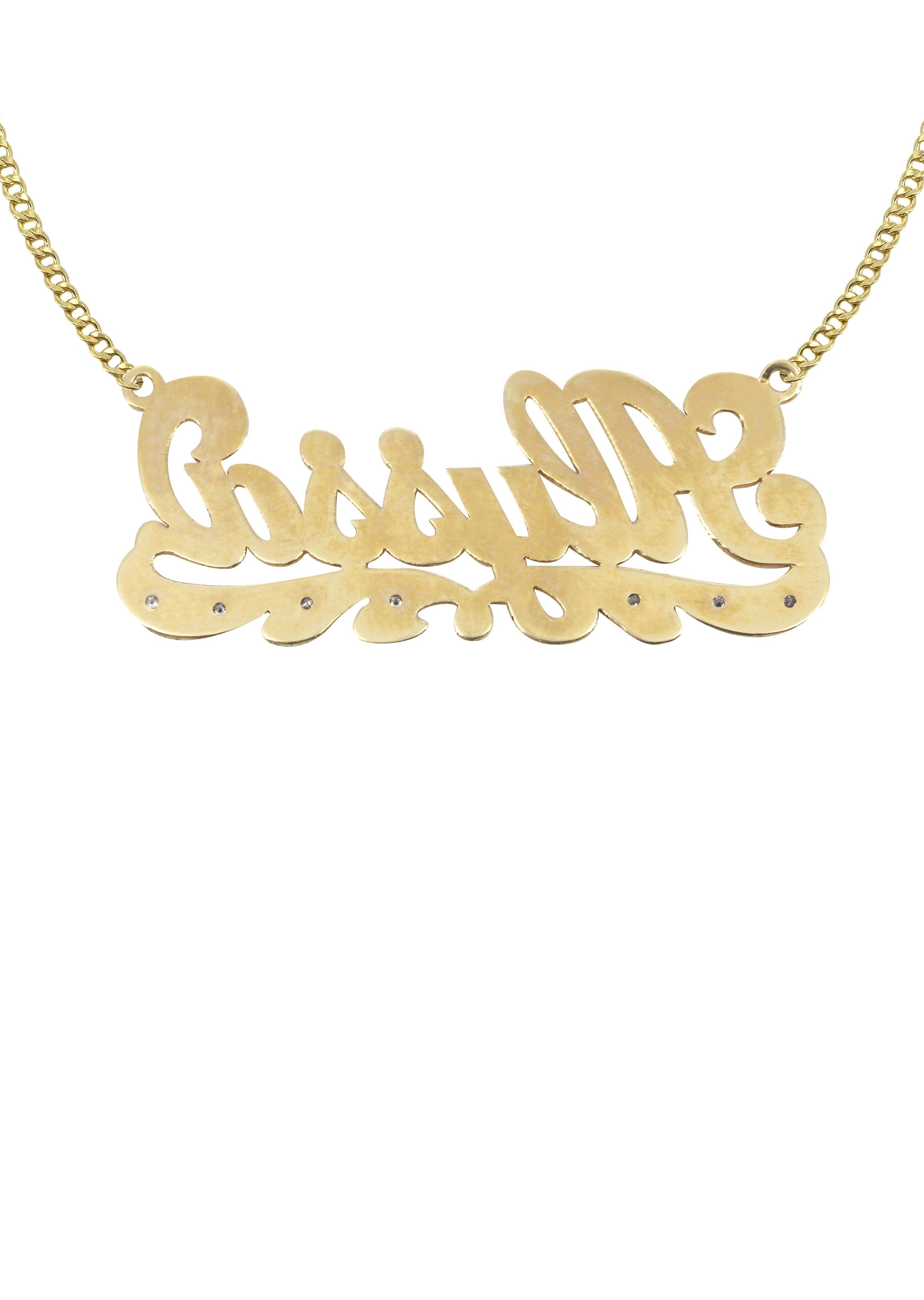 14K Gold Personalized Name Plate Necklace with Diamond Cut & Genuine Diamonds | Elegant Custom Jewelry for Women | Perfect for Gifts, Anniversaries & Special Occasions