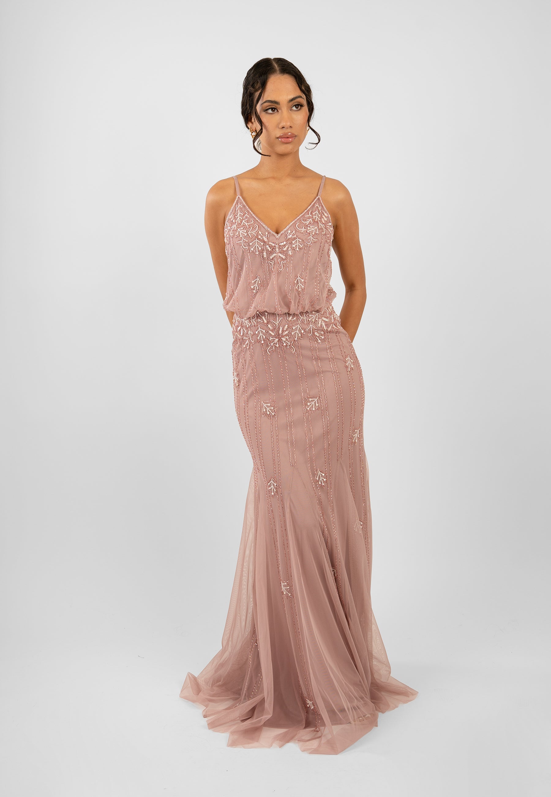 Elegant Mauve Bridesmaid Dress by Keeva - A-Line Floor-Length Gown for Weddings, Formal Events & Special Occasions