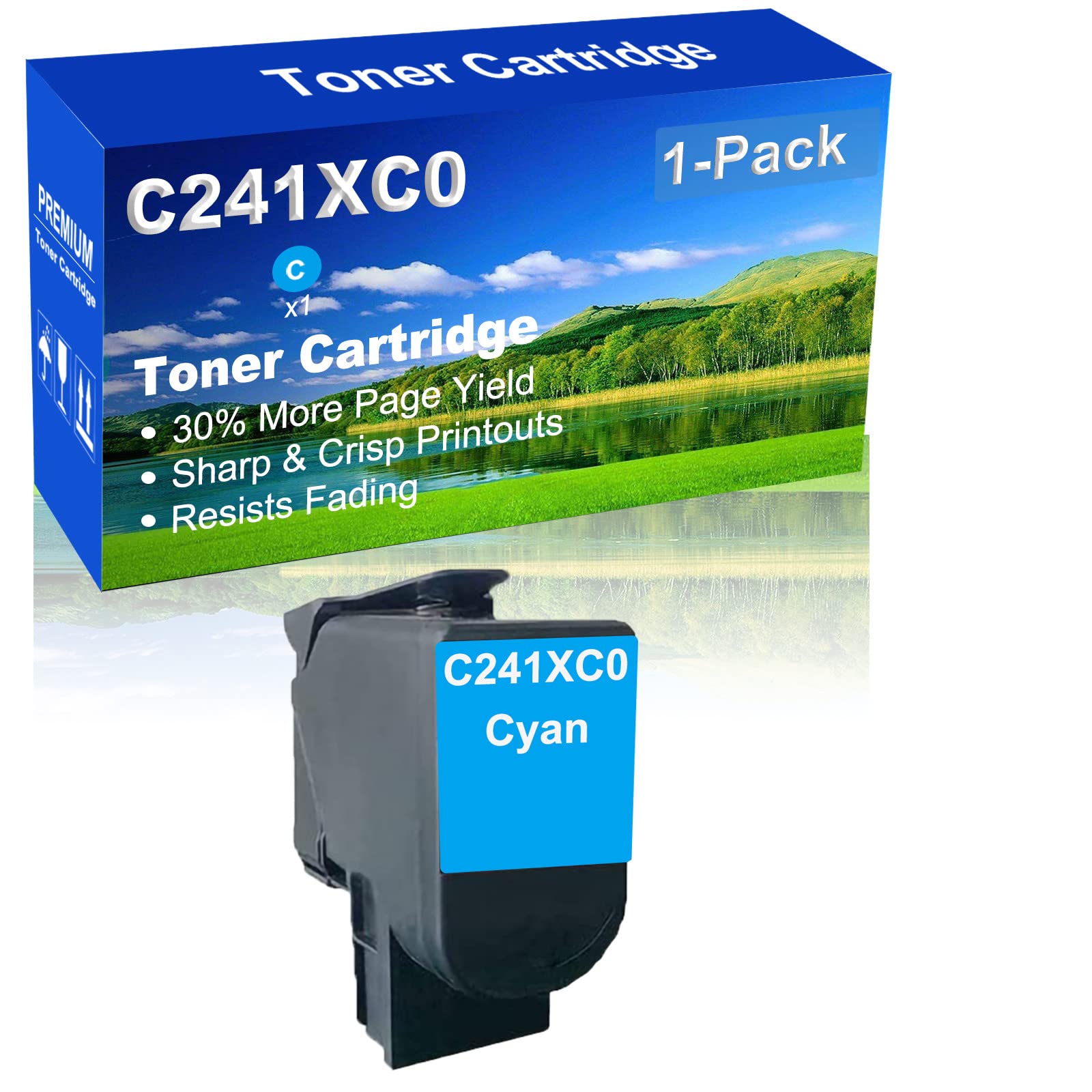 1-Pack Cyan High Yield C241XC0 Laser Toner Cartridge Compatible with MC2640adwe Printer - Ideal for Office Printing & Document Workflows