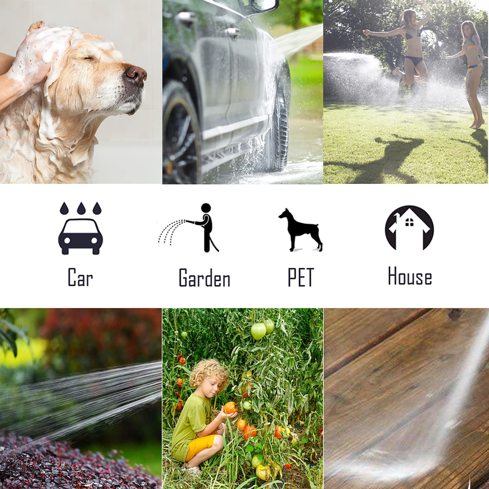 Metal High Pressure Hose Nozzle - 10 Adjustable Patterns for Garden, Lawn & Car Washing