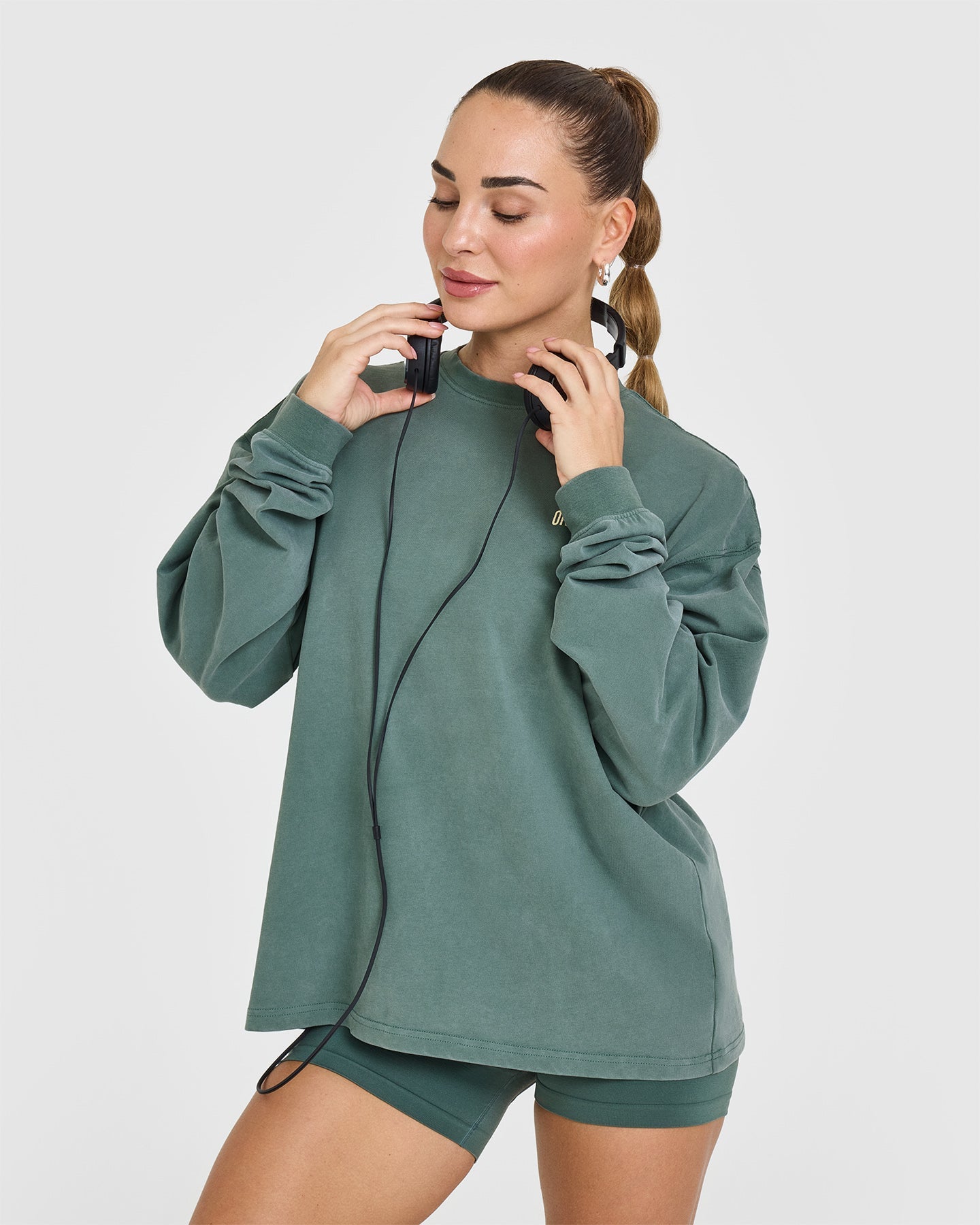 Oversized Graphic Washed Long Sleeve T-Shirt for Women | Iced Green Color | Casual Streetwear, Loungewear & Everyday Outfit