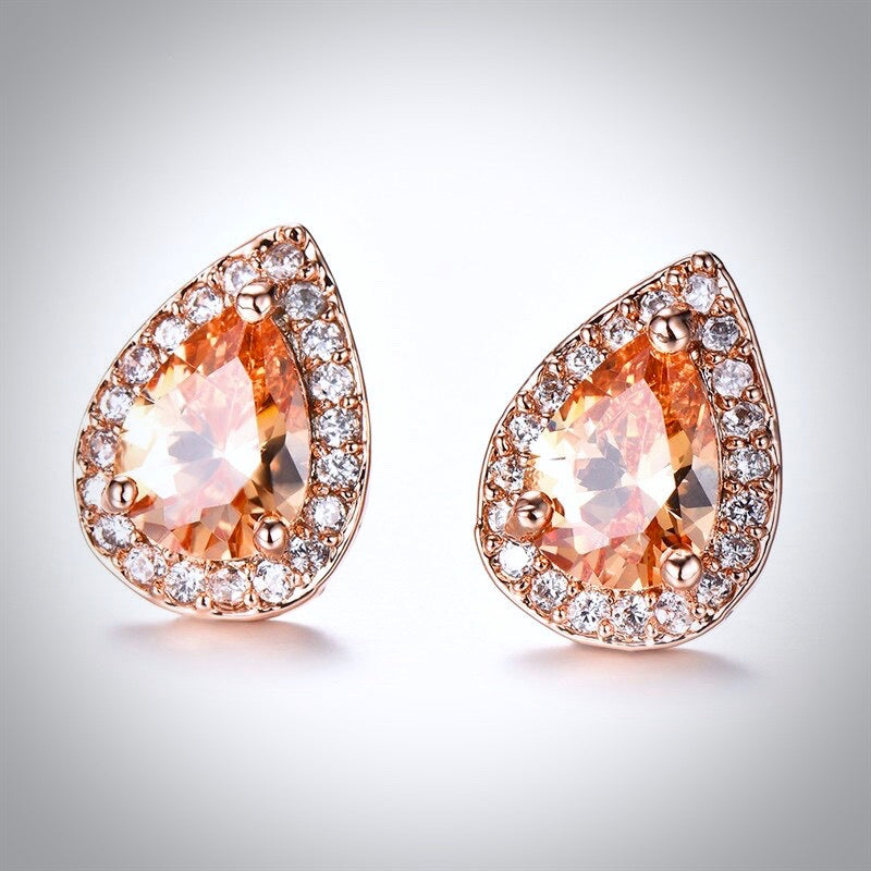 Elegant Rose Gold Bridal Hair Comb Set with Matching Earrings - Perfect for Weddings, Prom & Special Occasions