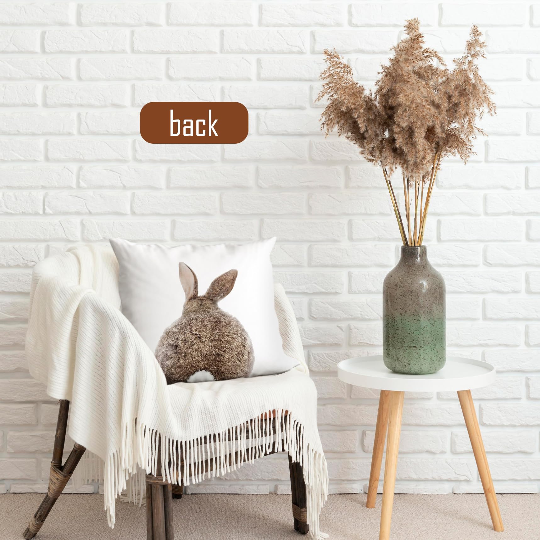 Huester 18x18 Inch Bunny Pillow Covers - Reversible Easter Throw Pillow Cases for Sofa, Bed, Farmhouse Decor - Cute Rabbit Themed Cushion Covers for Kids Room, Nursery & Rabbit Lovers Gift (Perfect for Easter Decorations, Spring Home Accents & Cozy Living Room Styling)